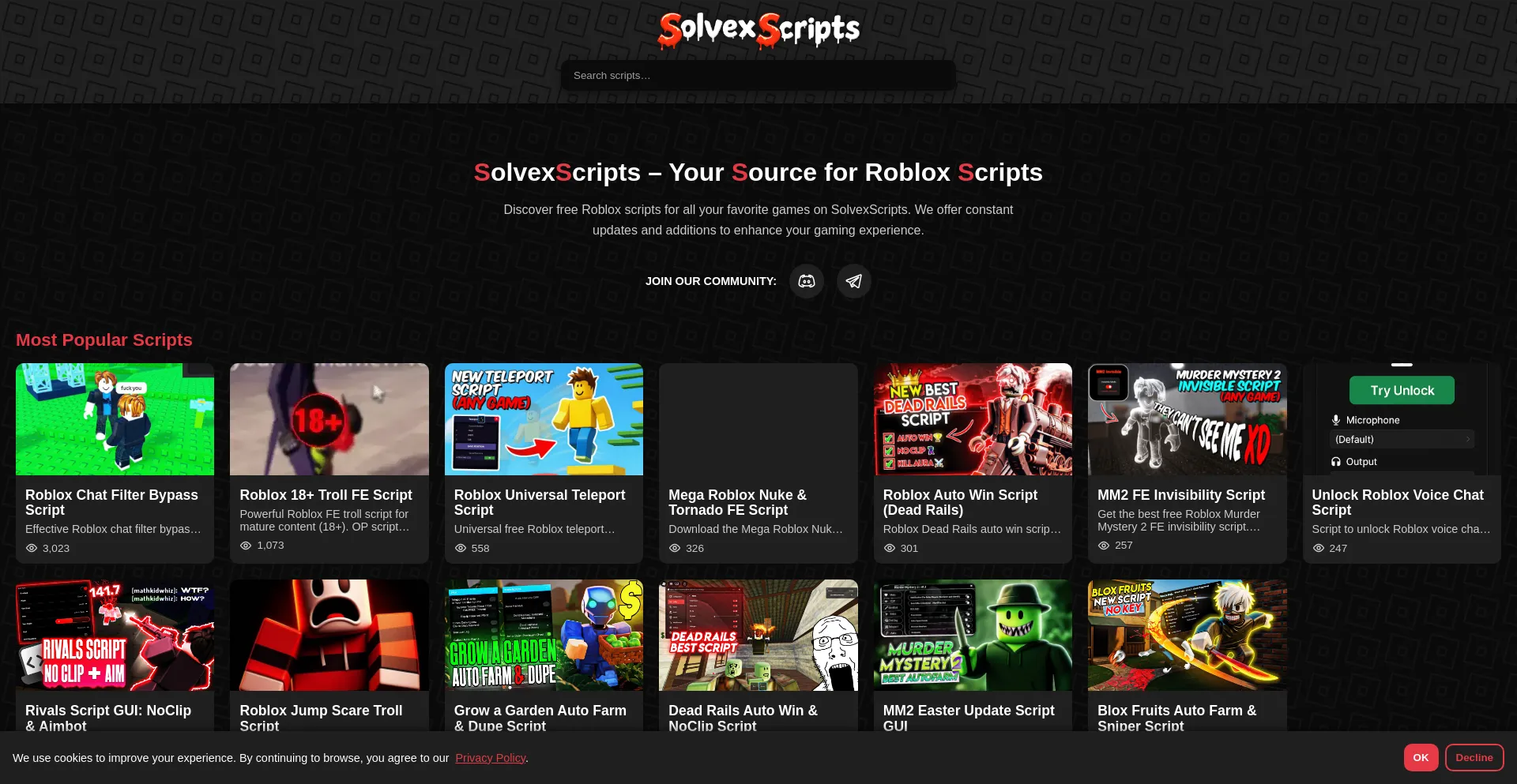 Website screenshot of Solvexscripts.com
