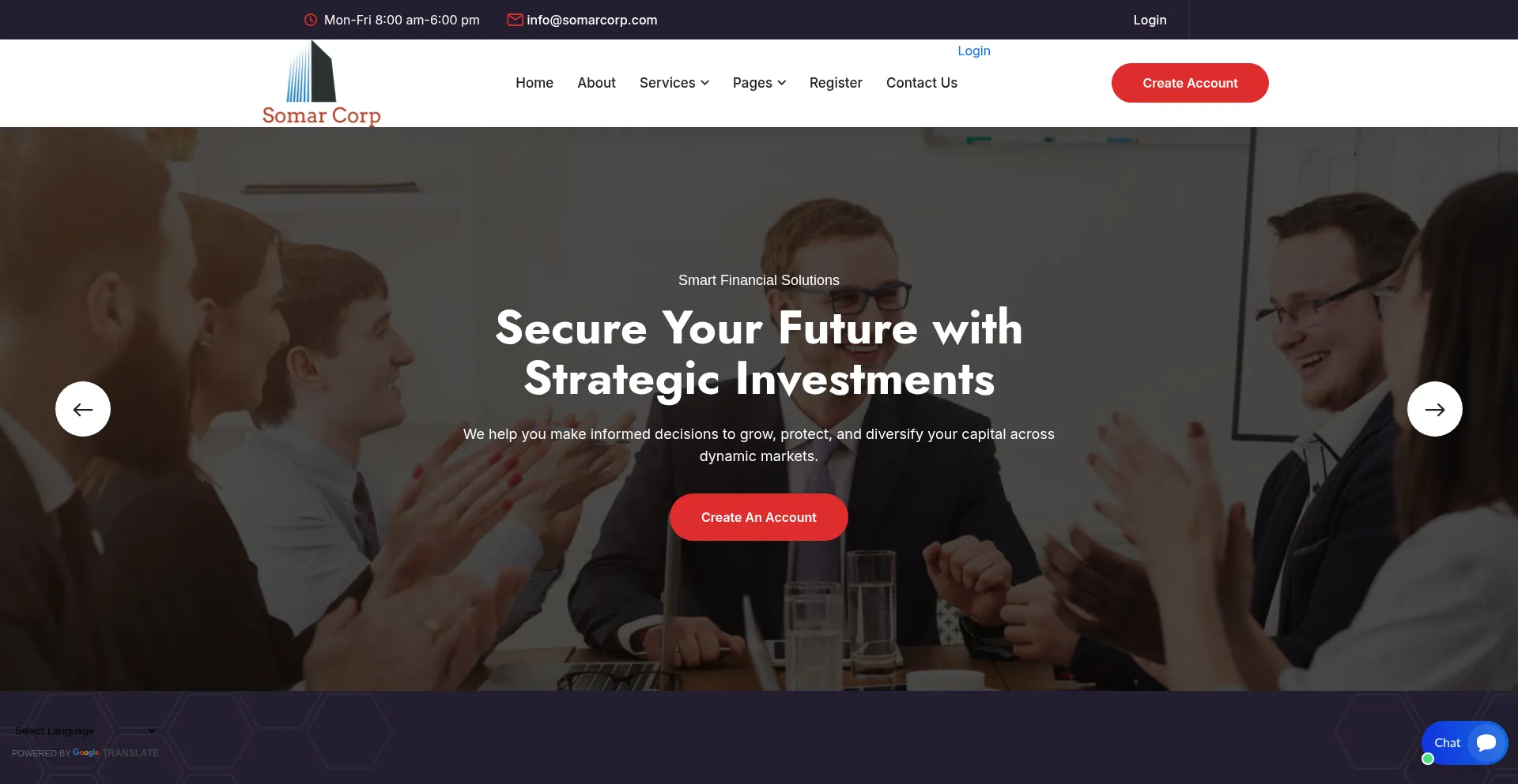Website screenshot of Somarcorp.com