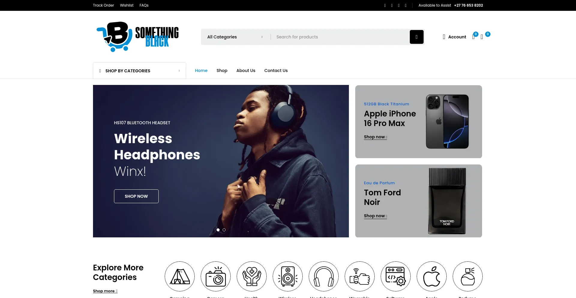 Website screenshot of Somethingblack.co.za