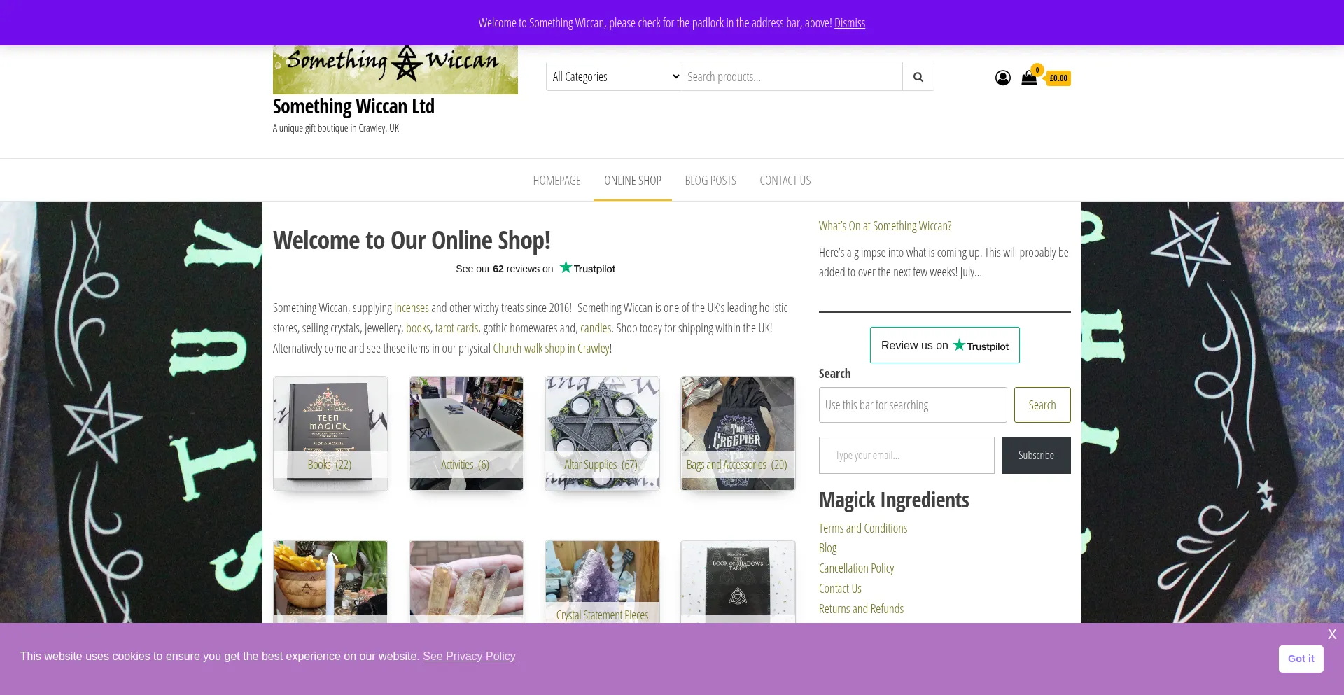 Website screenshot of Somethingwiccan.co.uk