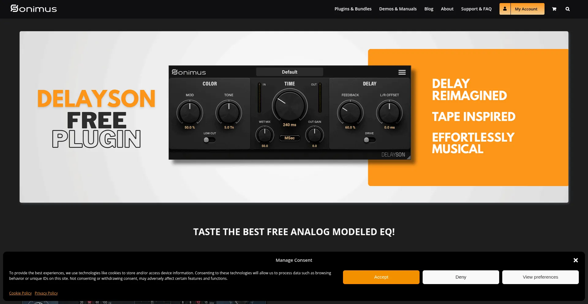 Website screenshot of Sonimus.com