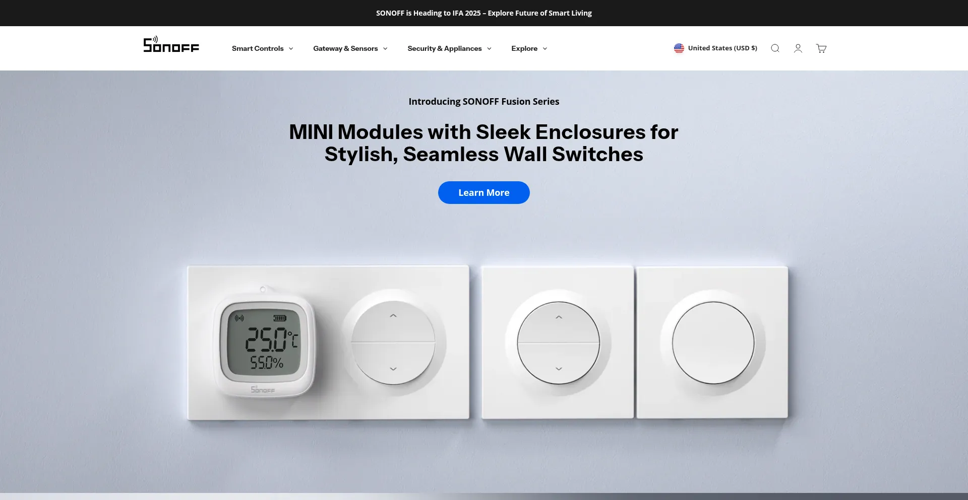 Website screenshot of Sonoff.tech