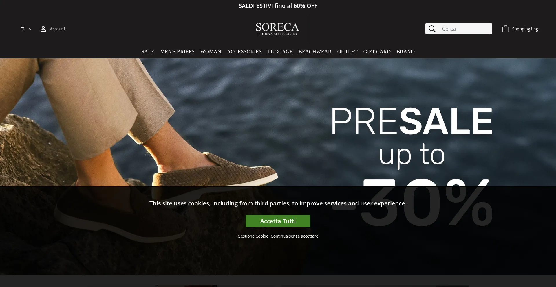 Website screenshot of Sorecashoponline.it