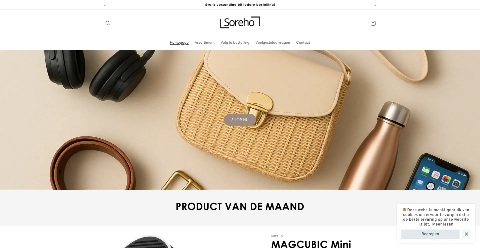 Website screenshot of Soreho.nl