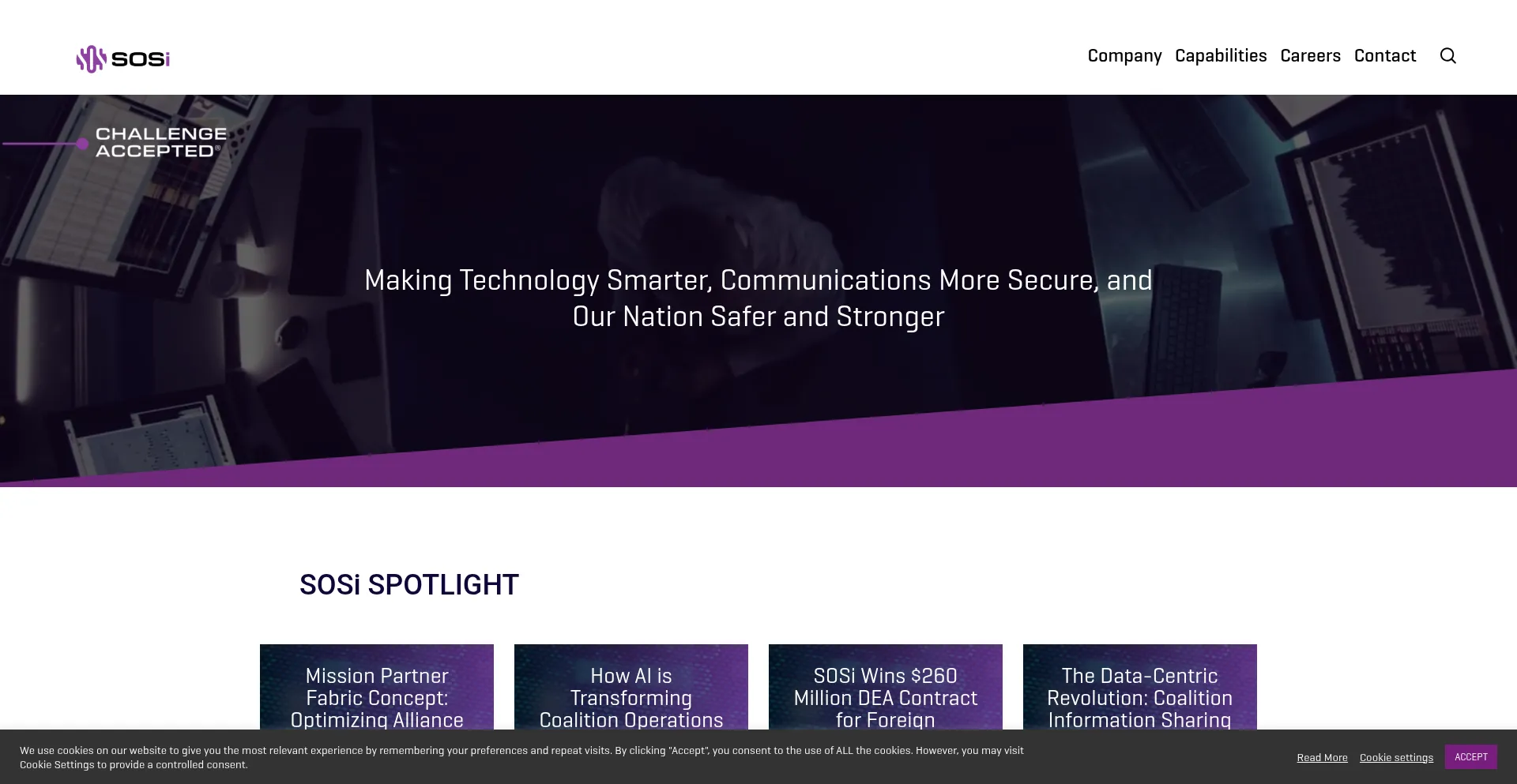 Website screenshot of Sosi.com