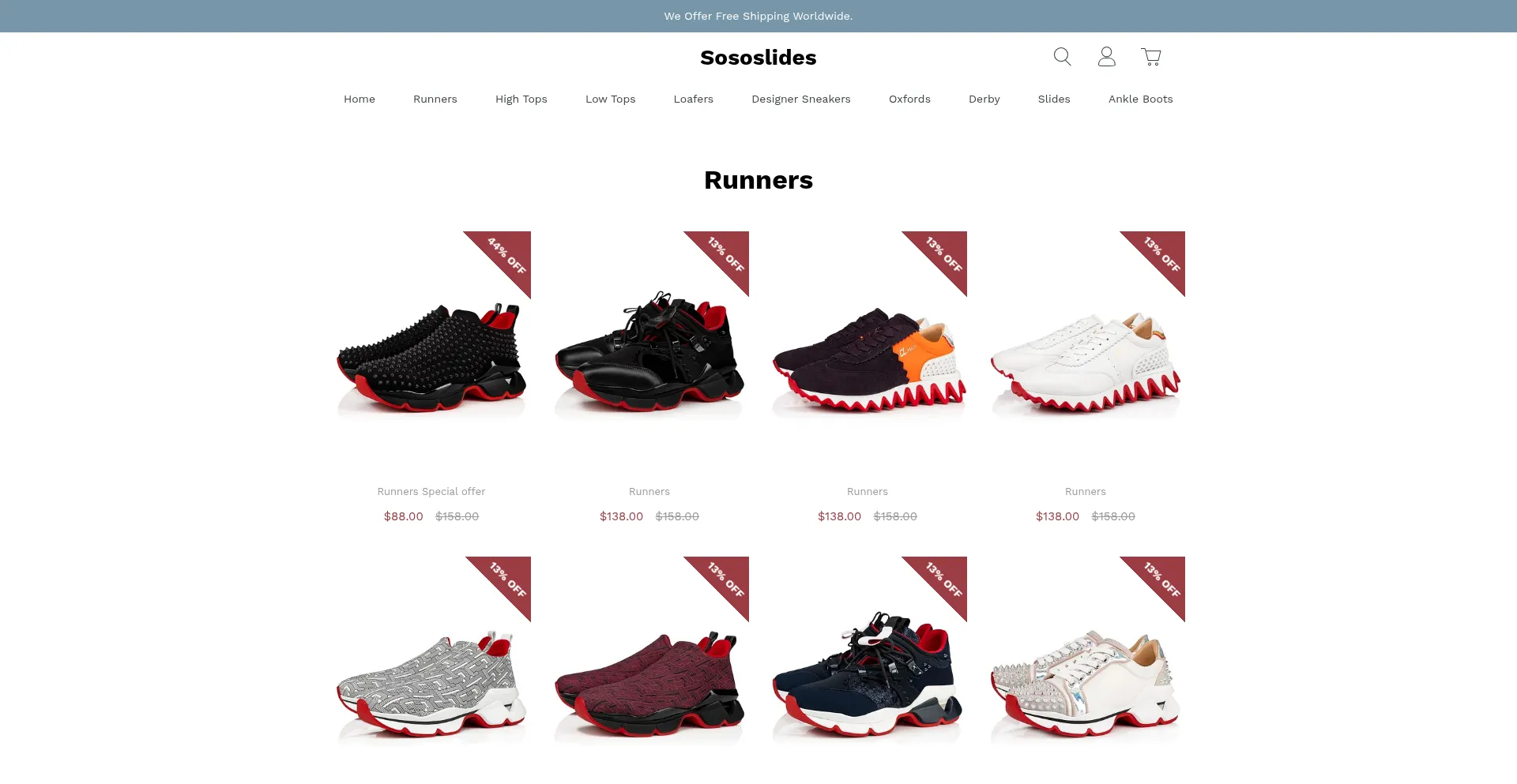 Website screenshot of Sososlides.com