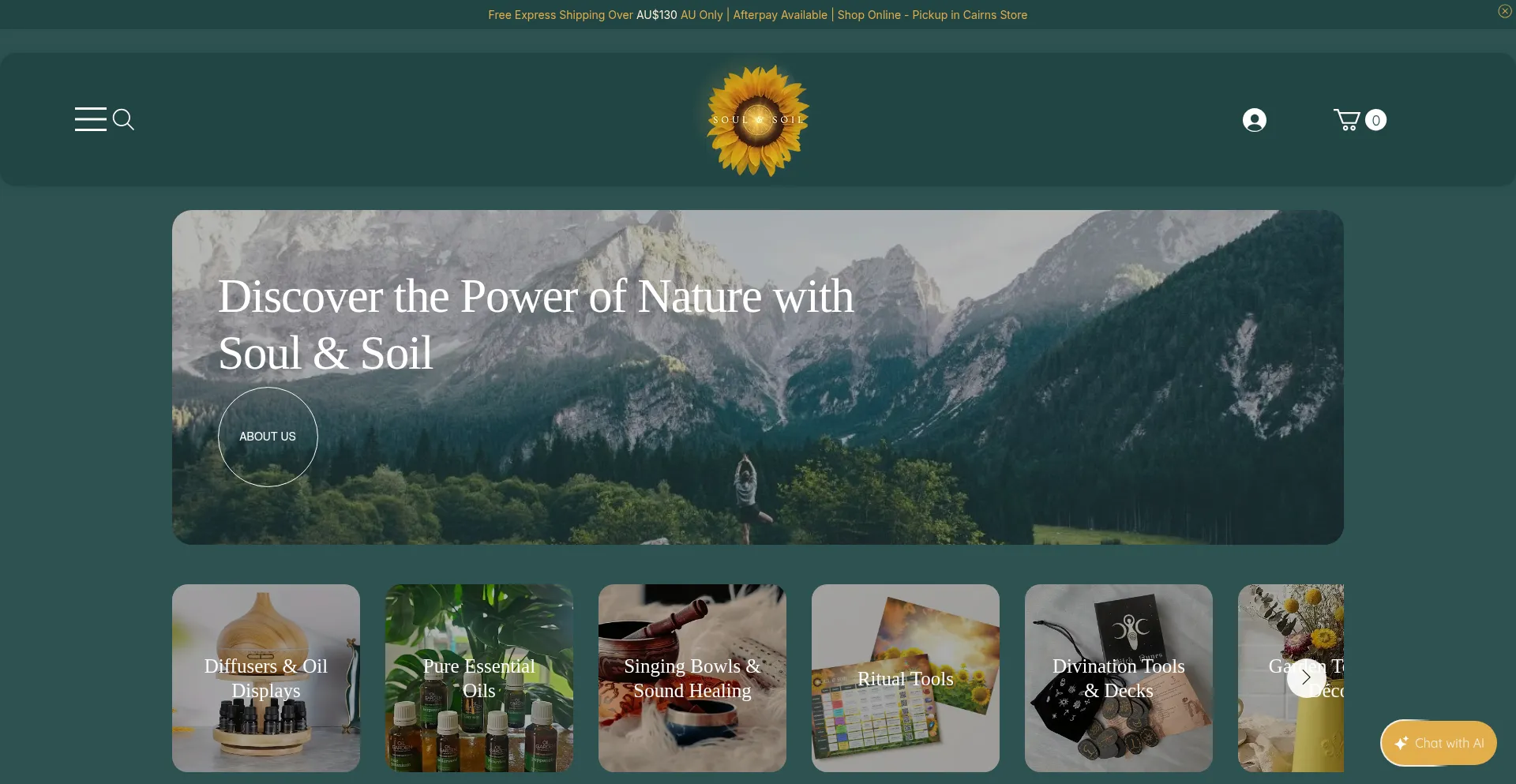 Website screenshot of Soulandsoil.com.au