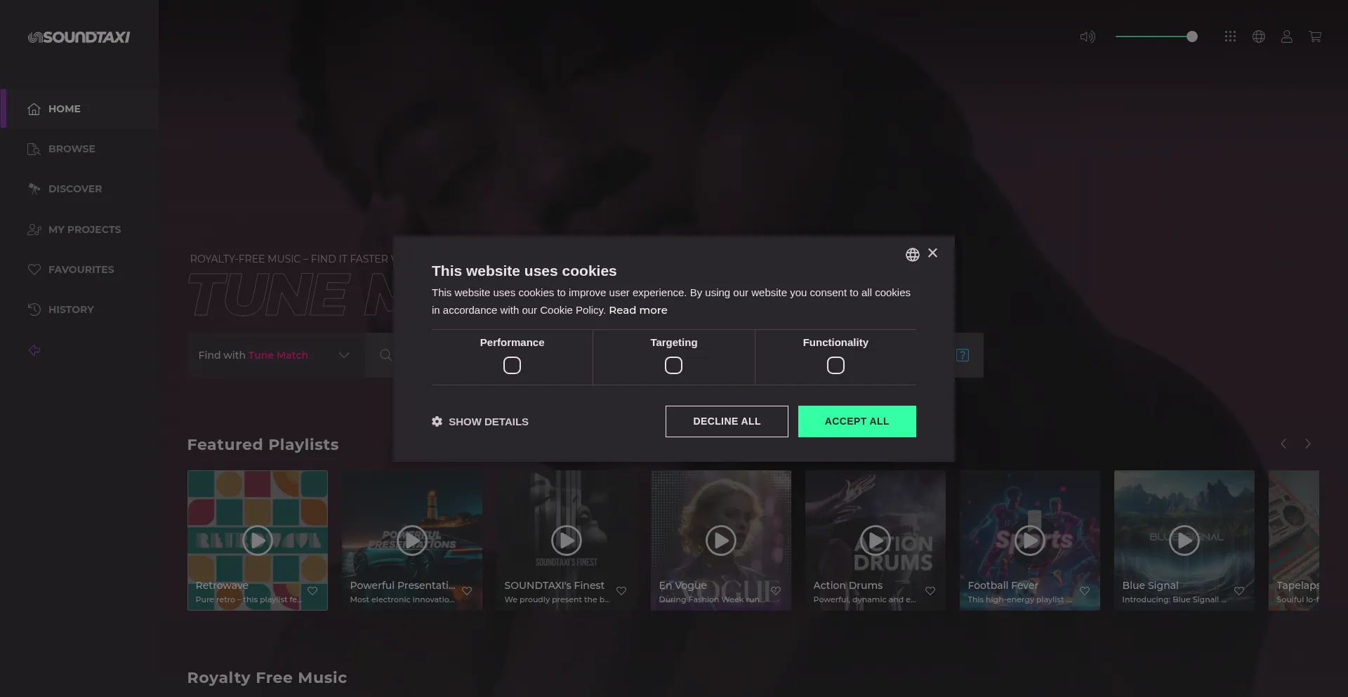 Website screenshot of Soundtaxi.com