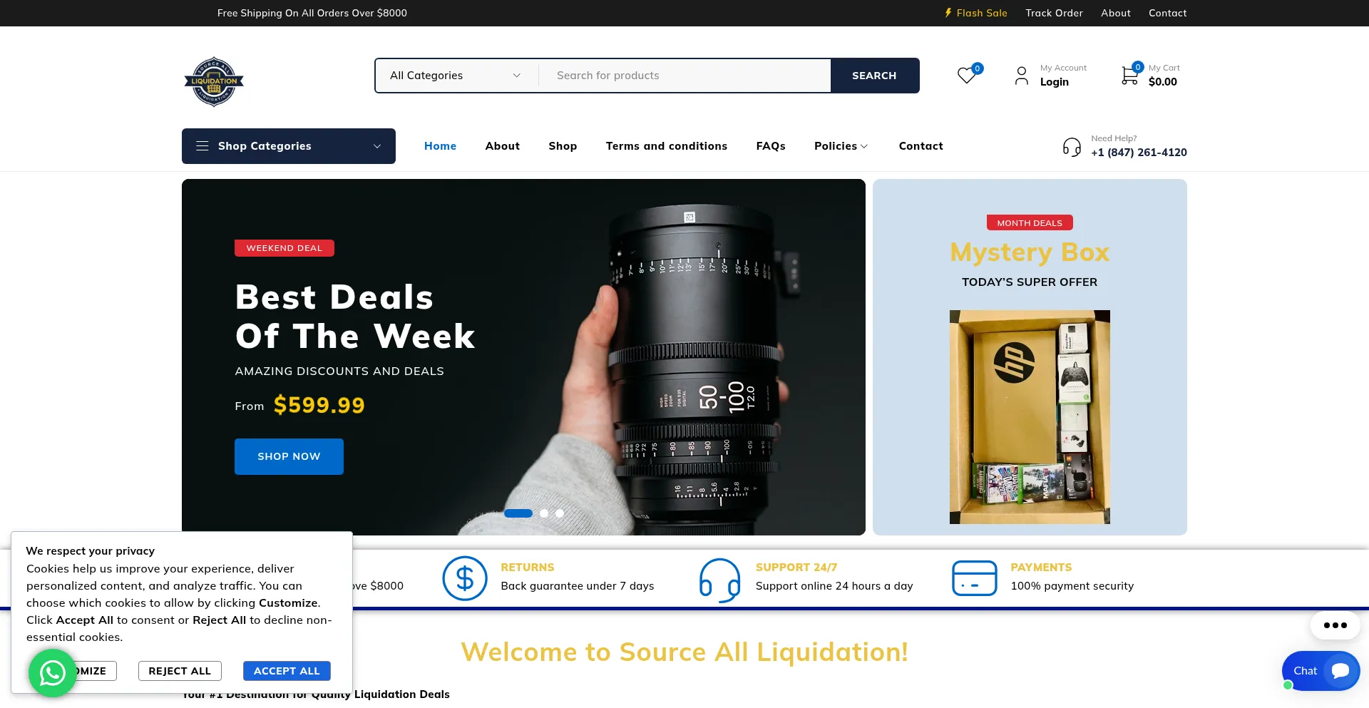 Website screenshot of Sourceallliquidation.com