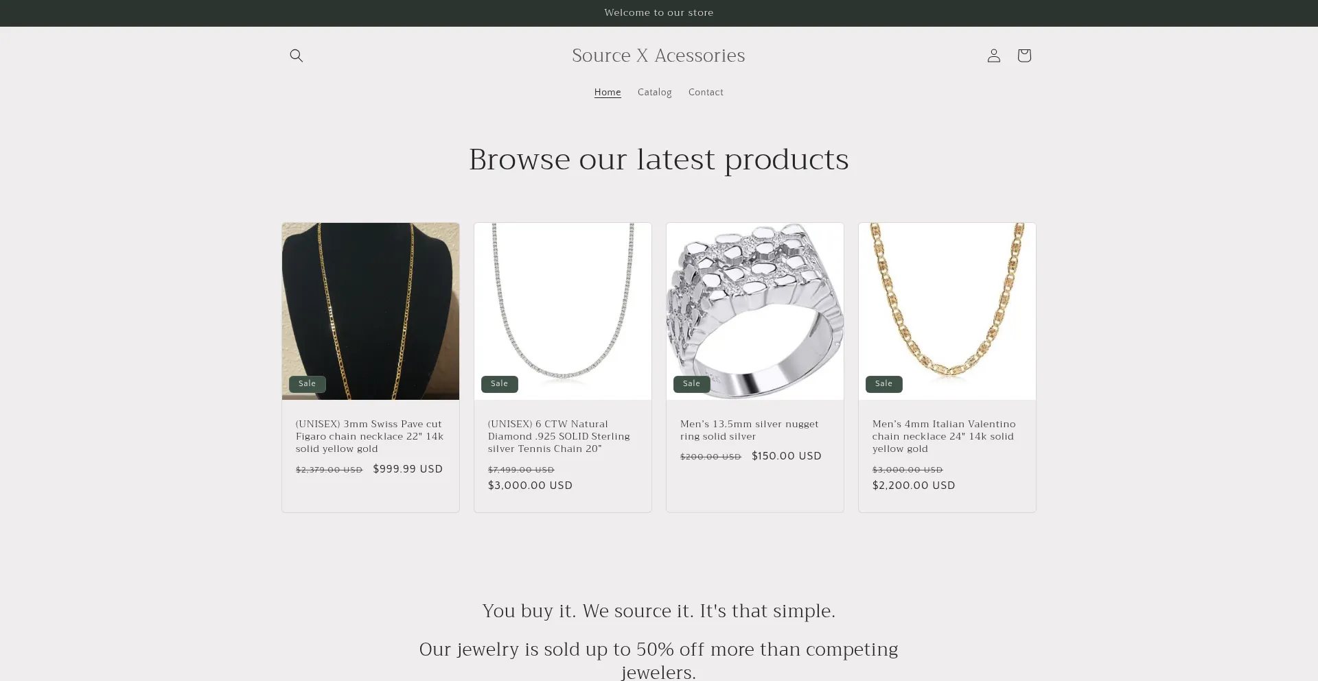 Website screenshot of Sourcexaccessories.com