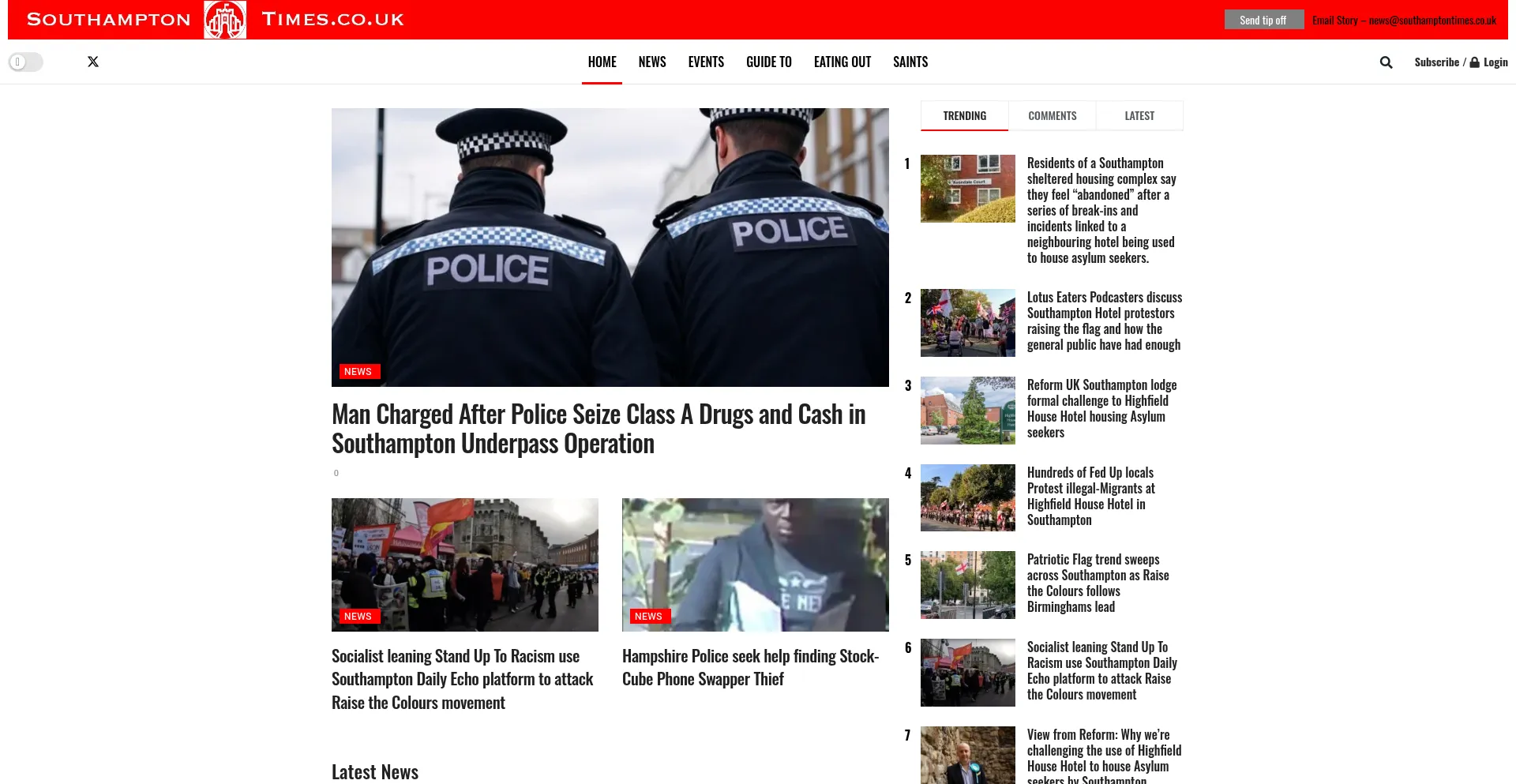 Website screenshot of Southamptontimes.co.uk