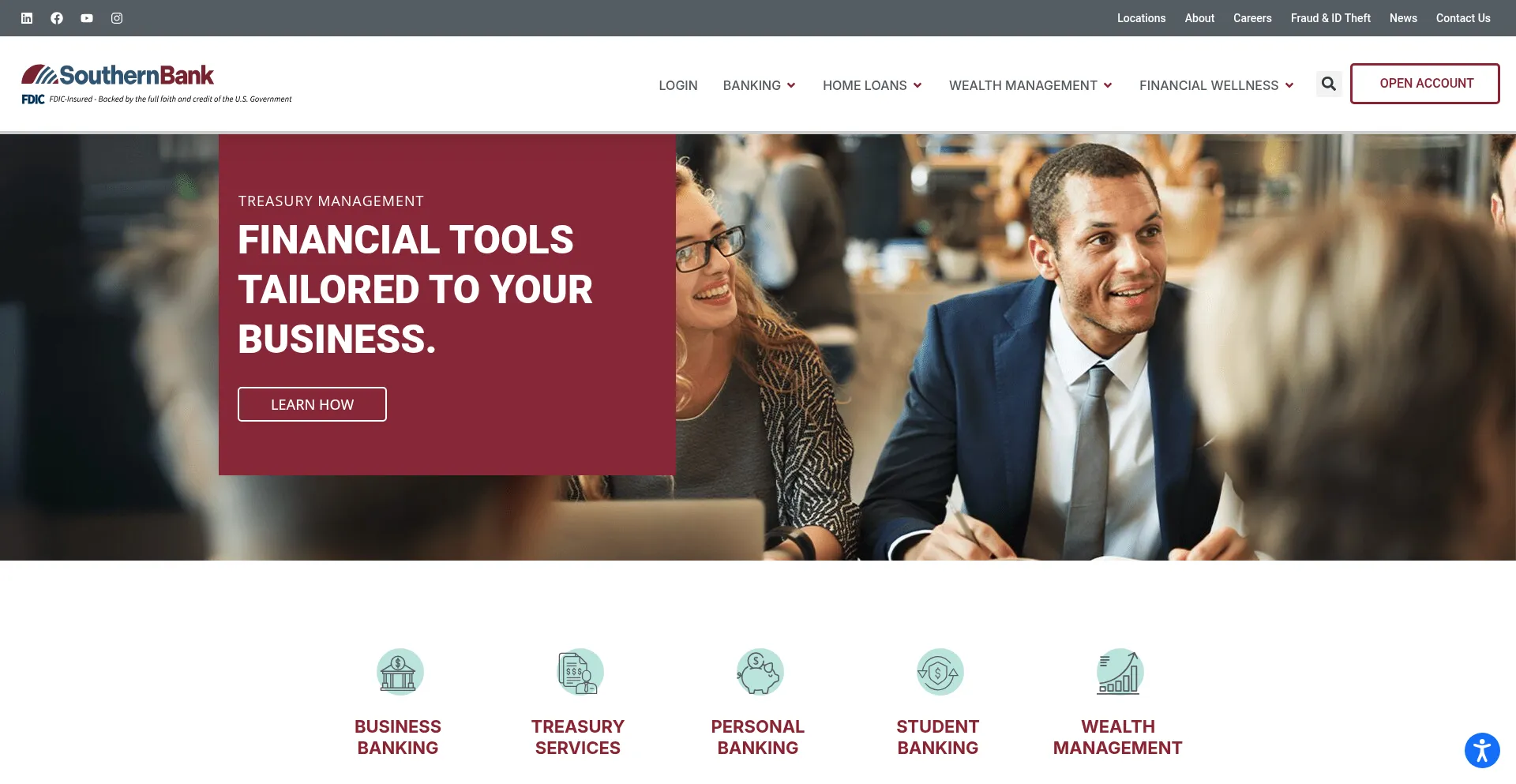 Website screenshot of Southernbank.com