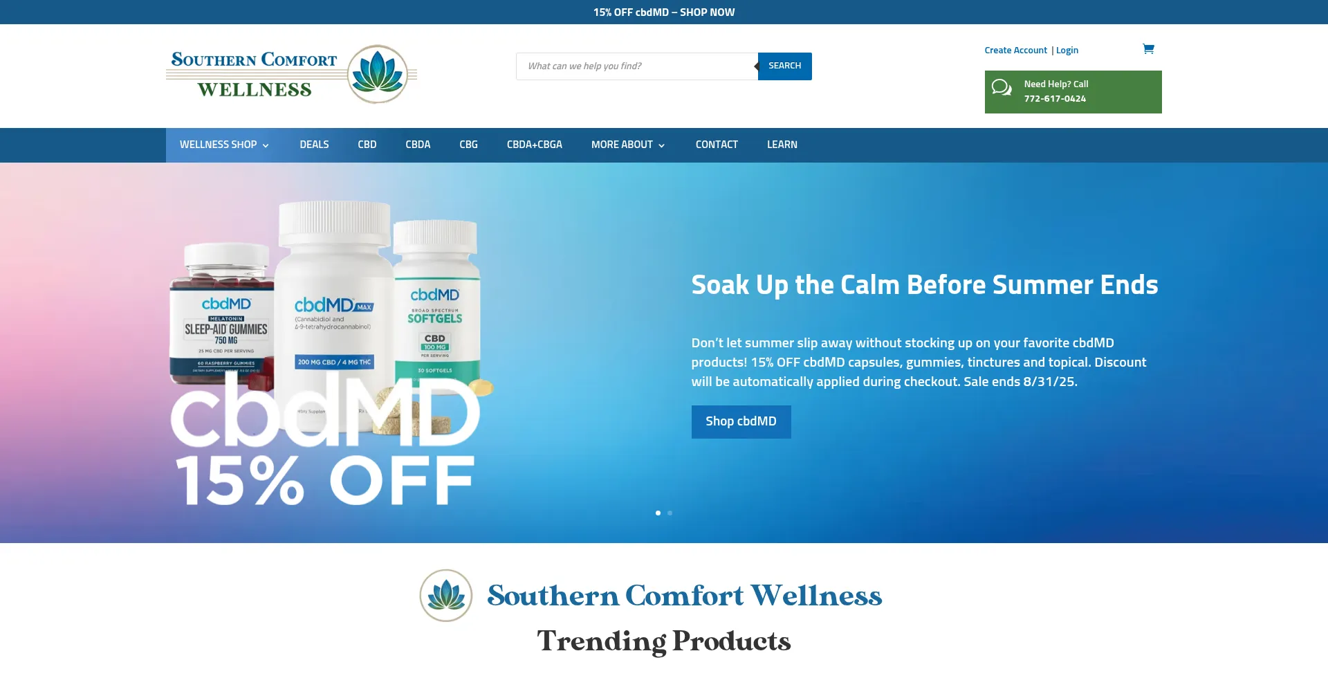Website screenshot of Southerncomfortwellness.com