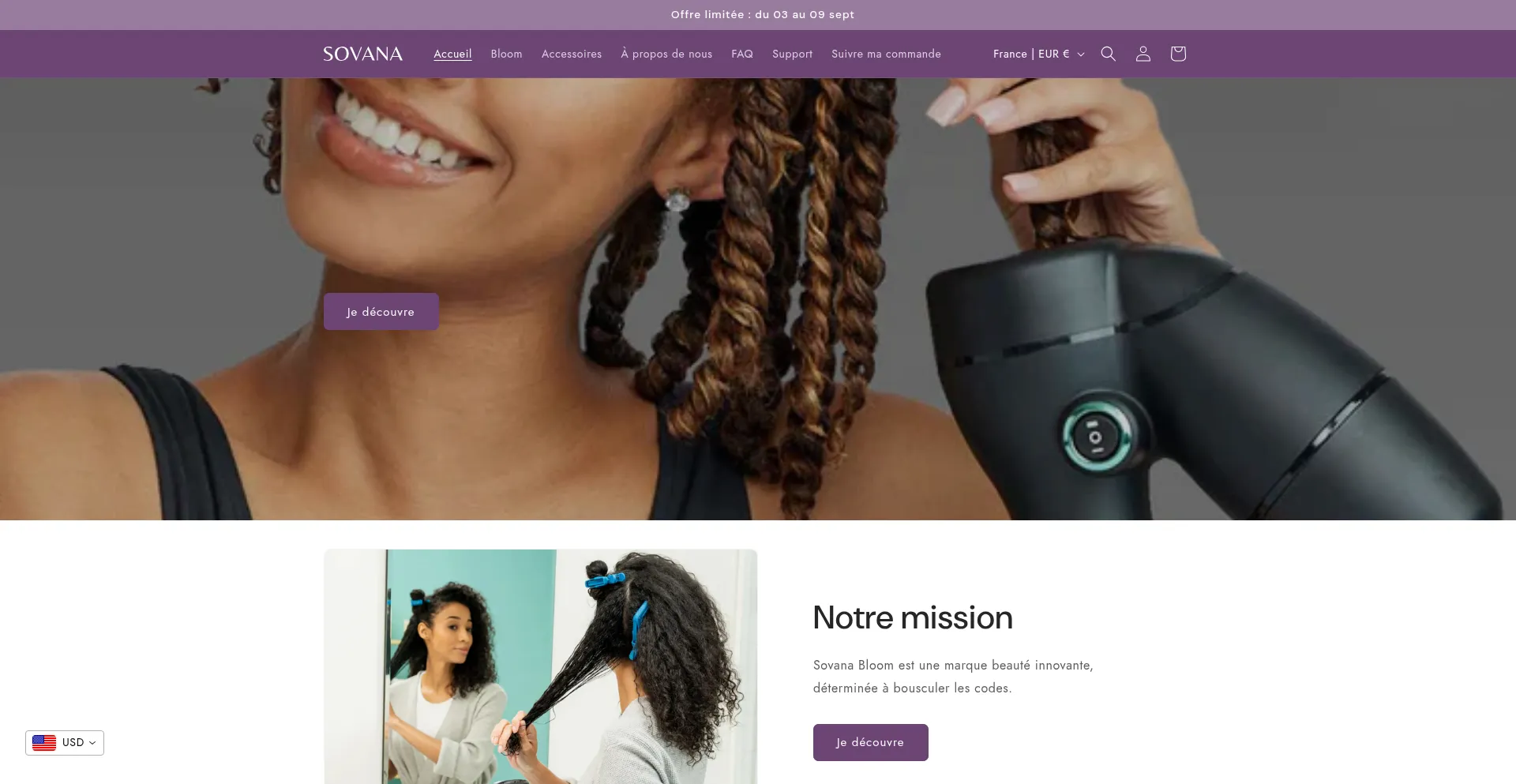 Website screenshot of Sovanatech.fr