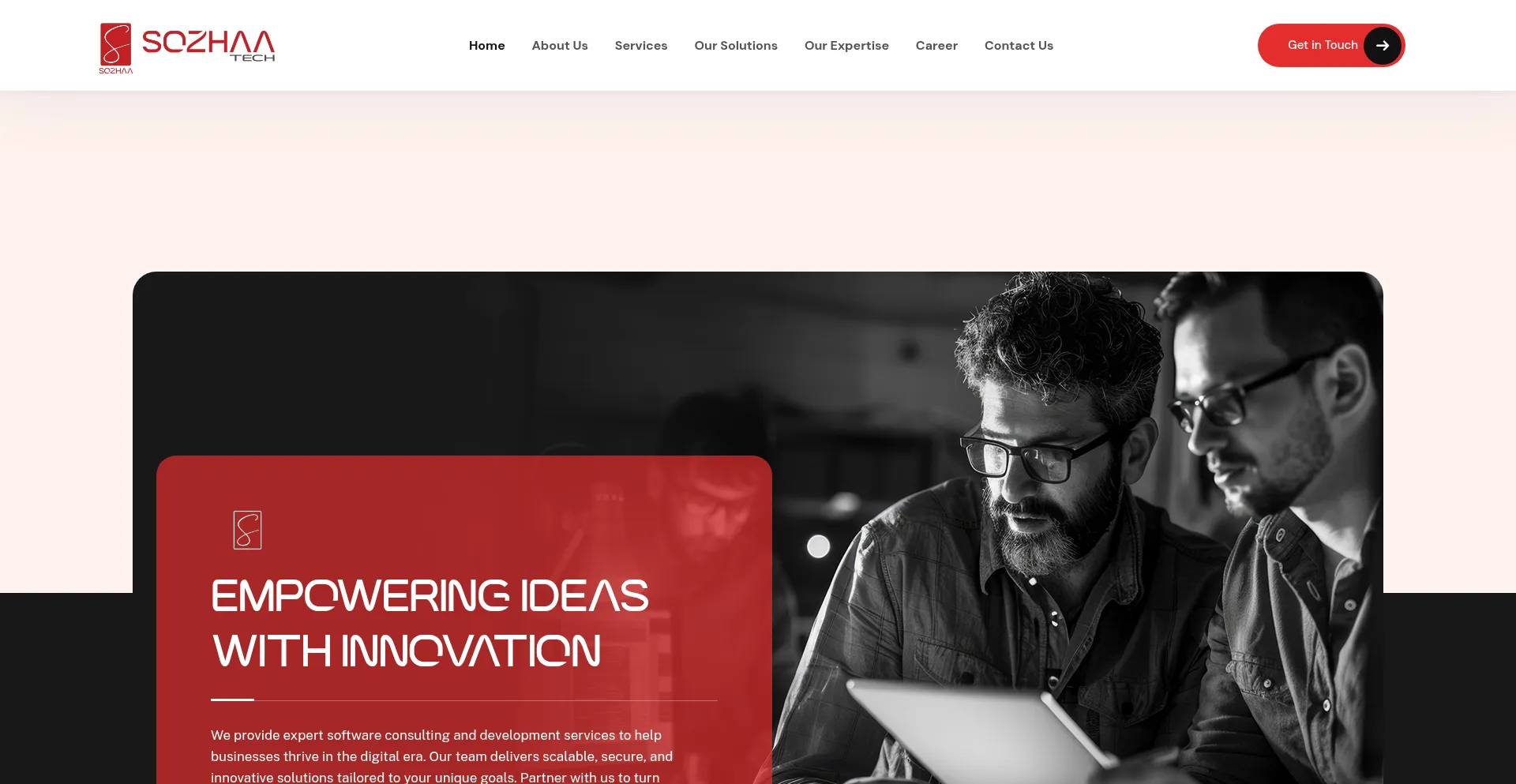 Website screenshot of Sozhaa.tech