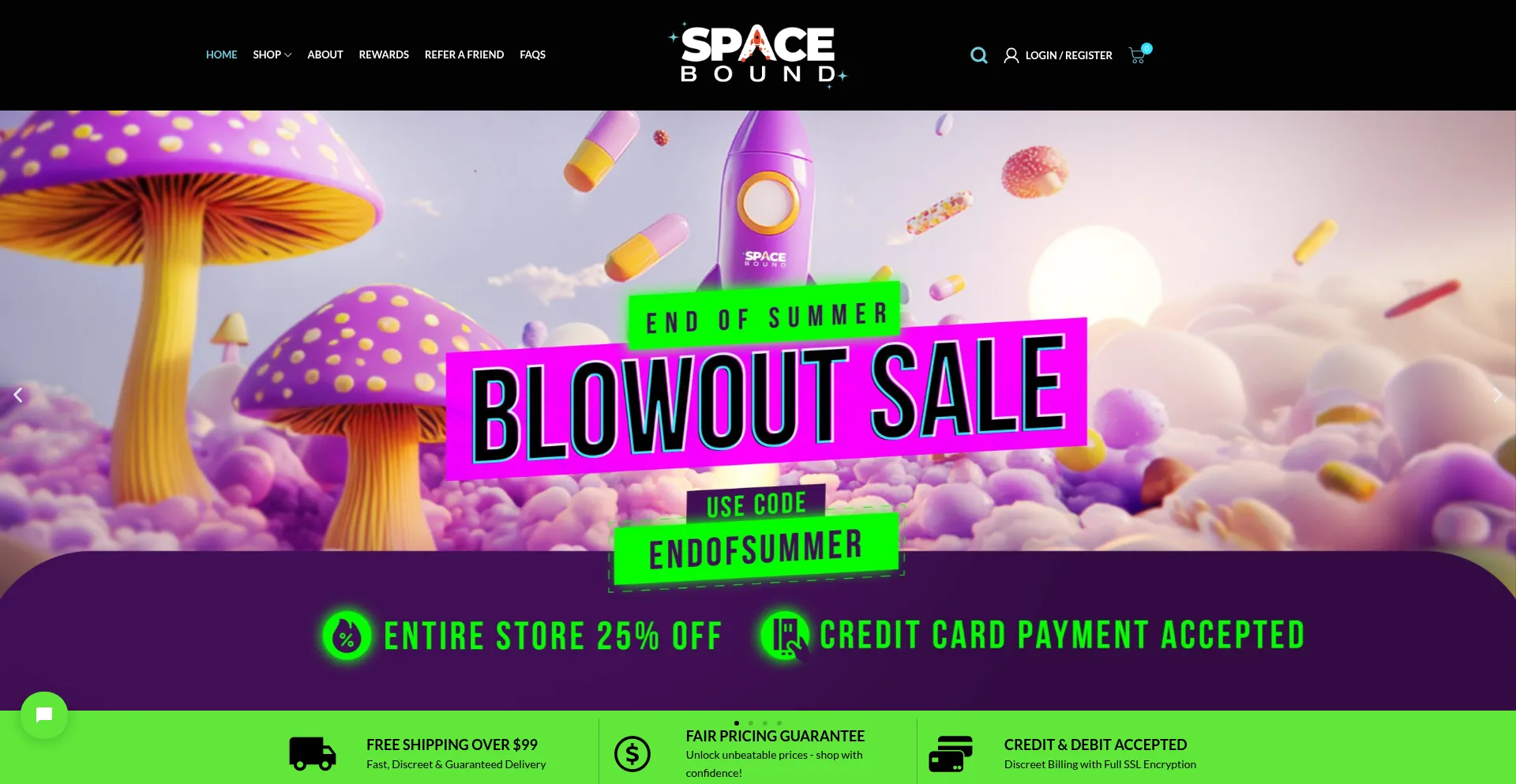 Website screenshot of Spacebound.club
