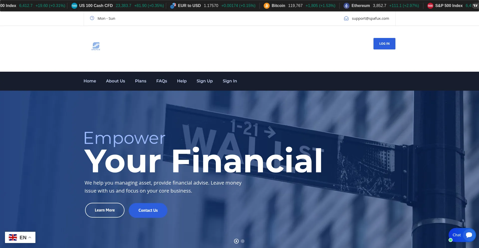 Website screenshot of Spafux.com