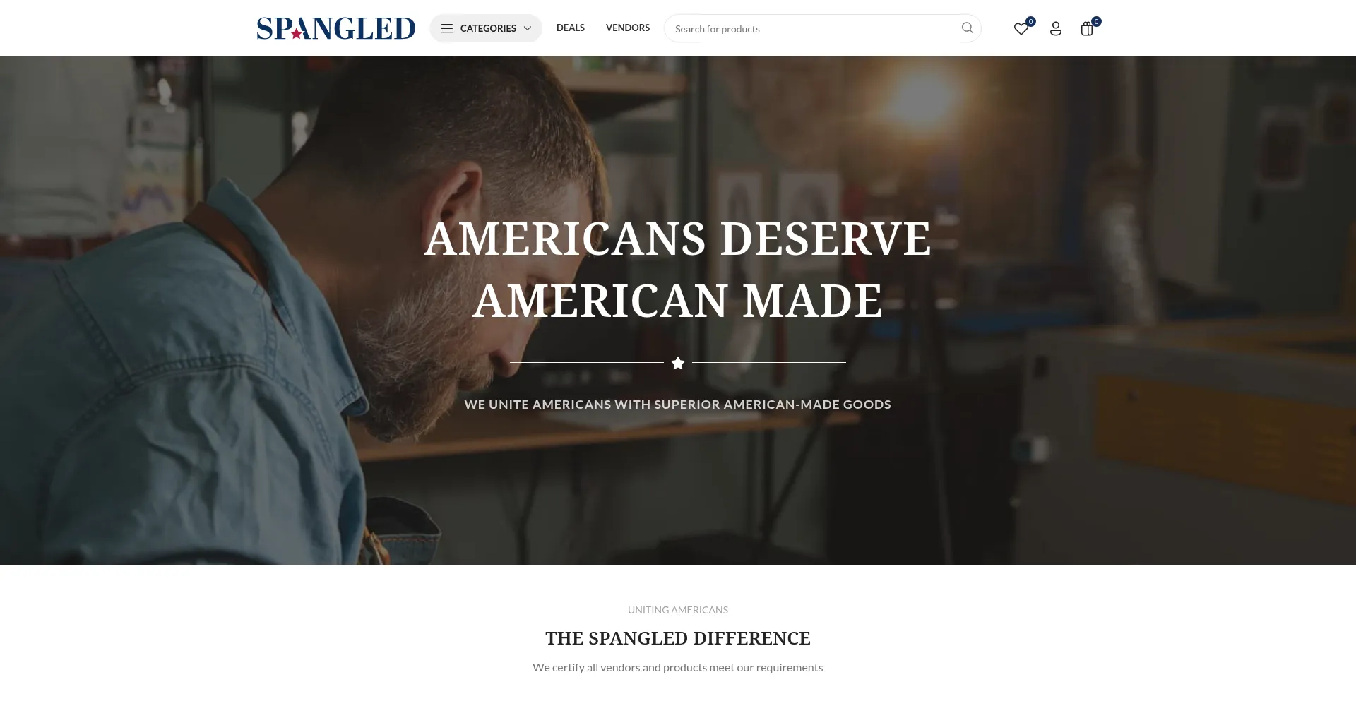 Website screenshot of Spangled.com