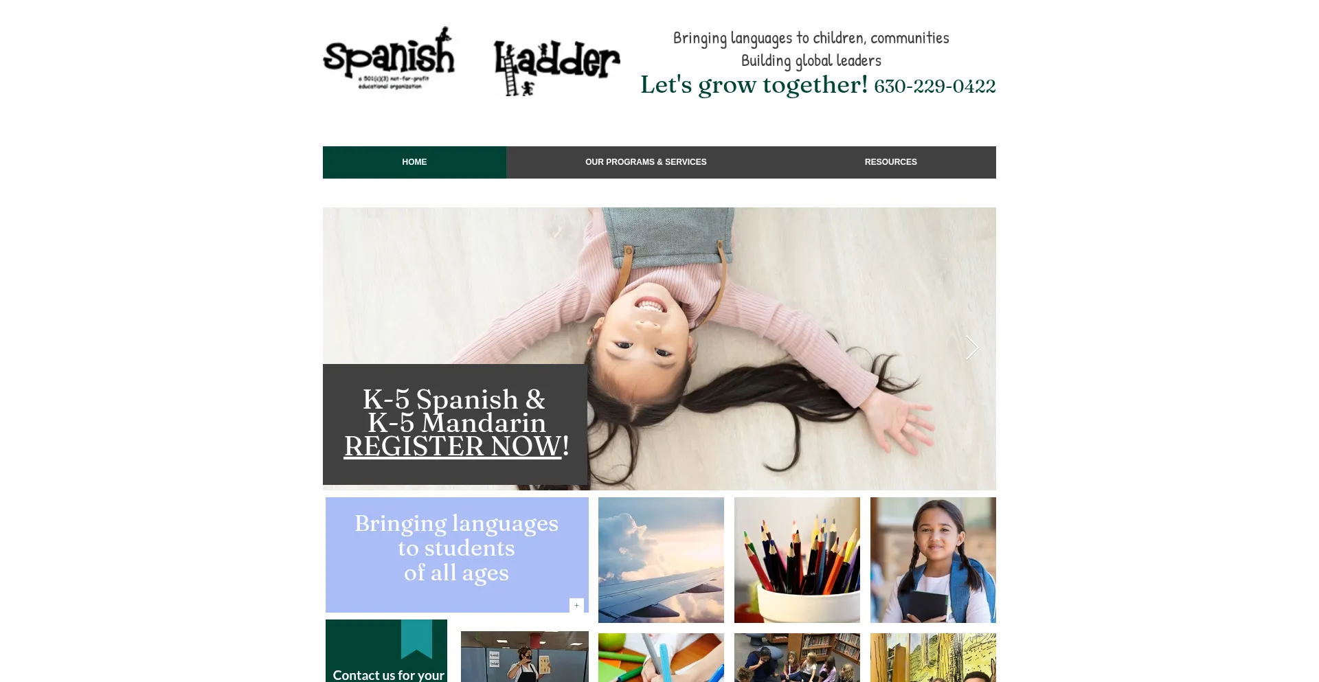 Website screenshot of Spanishladderandquest.org