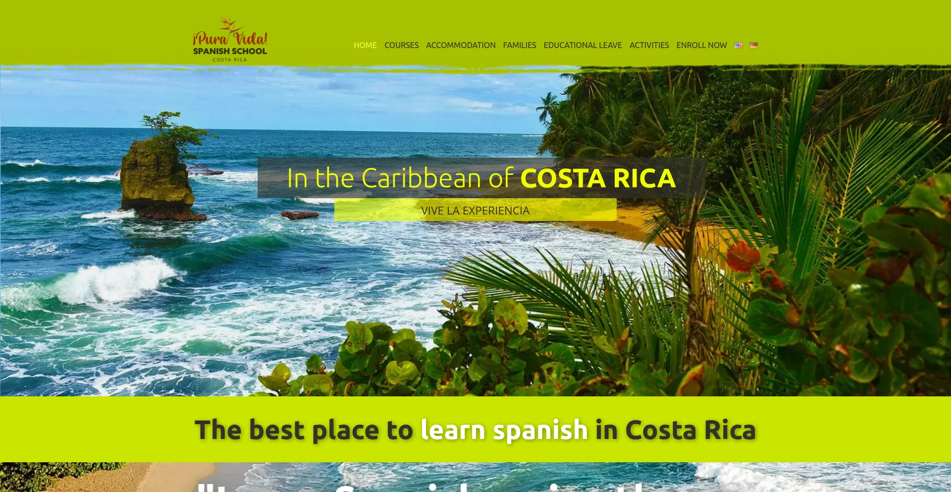 Website screenshot of Spanishschool-costarica.com