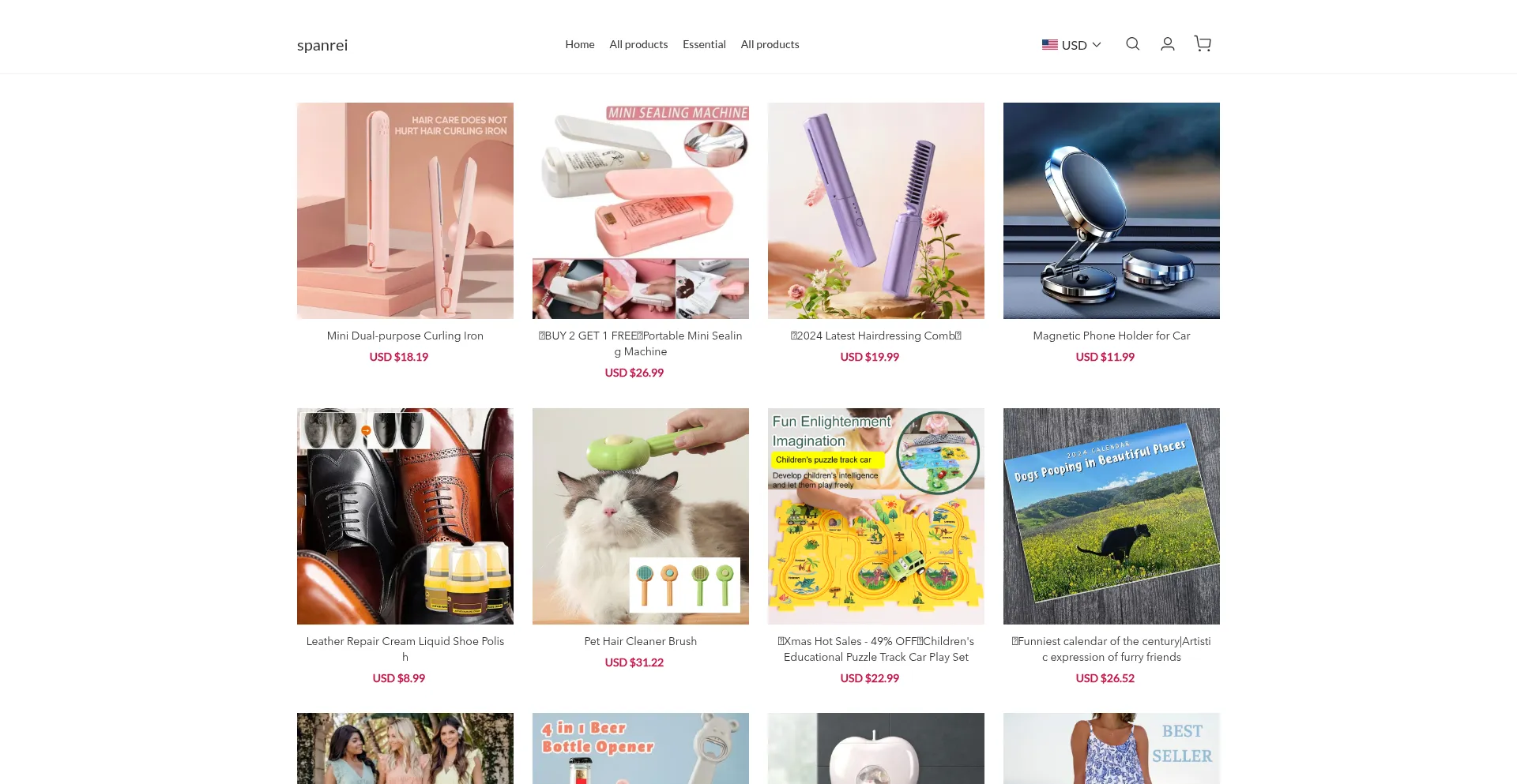 Website screenshot of Spanrei.com