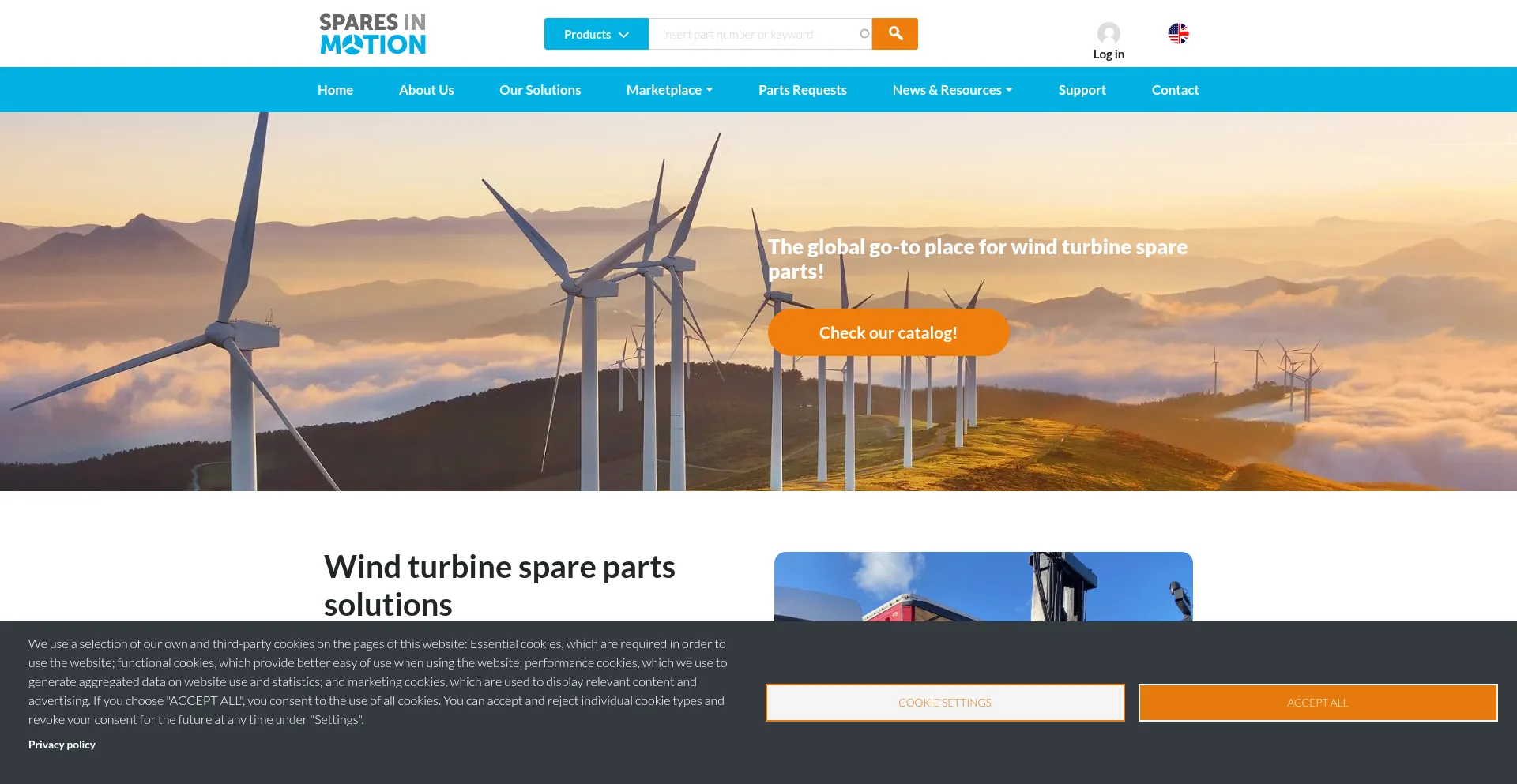 Website screenshot of Sparesinmotion.com