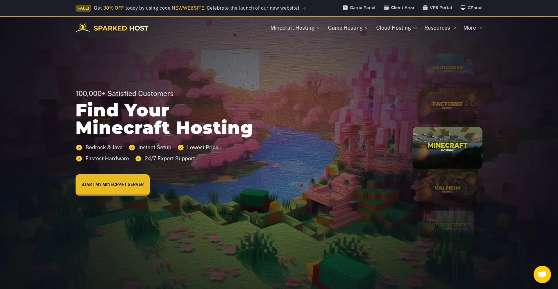 Website screenshot of Sparkedhost.com