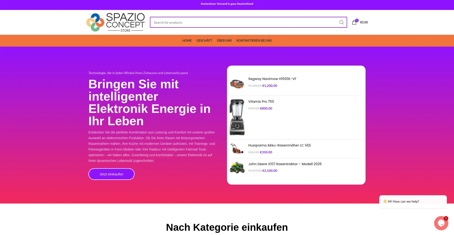 Website screenshot of Spazioconcept.com