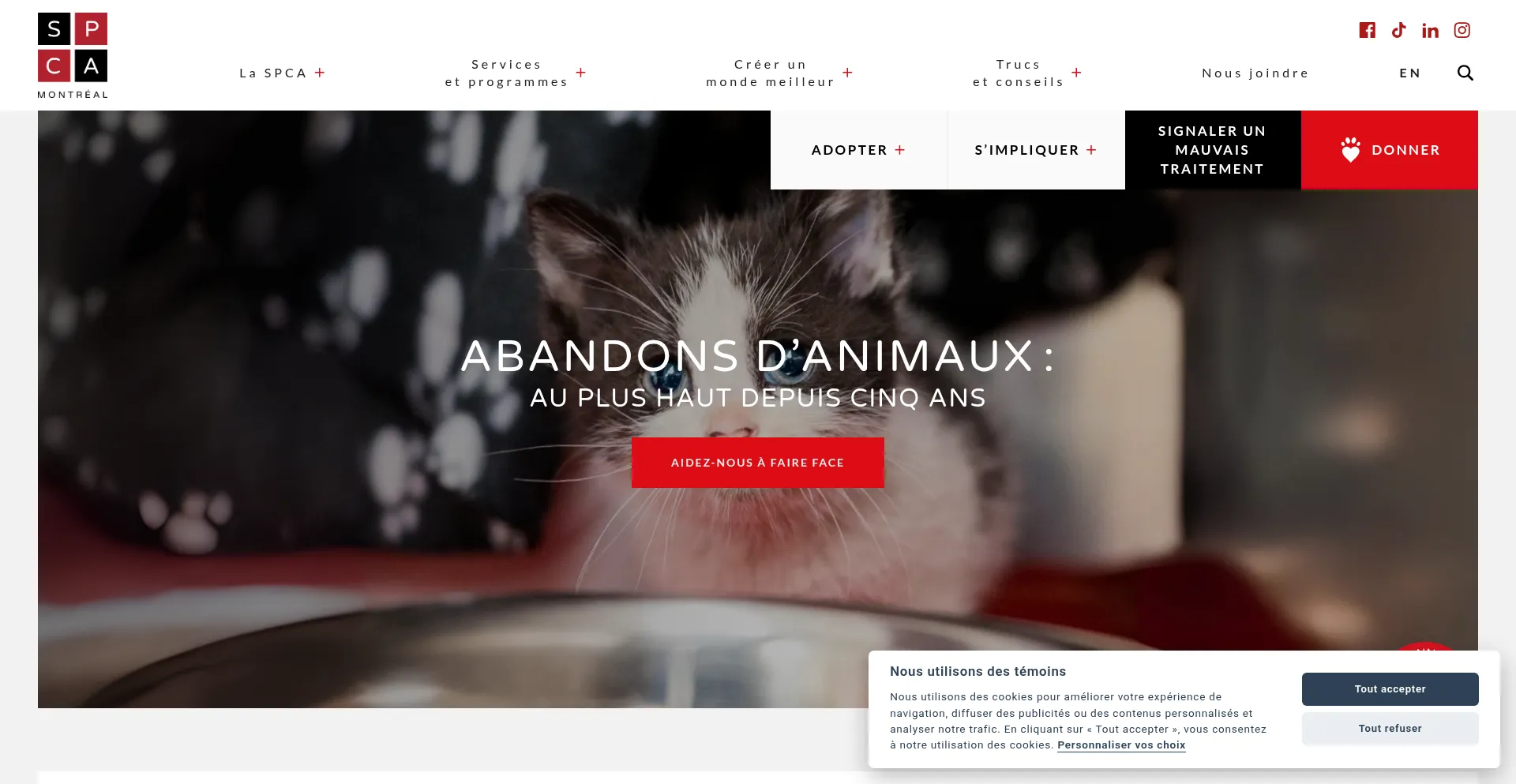 Website screenshot of Spca.com