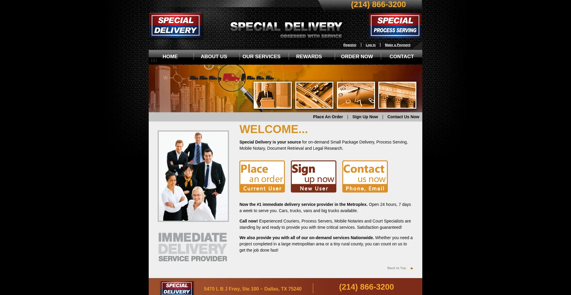 Website screenshot of Specialdelivery.com