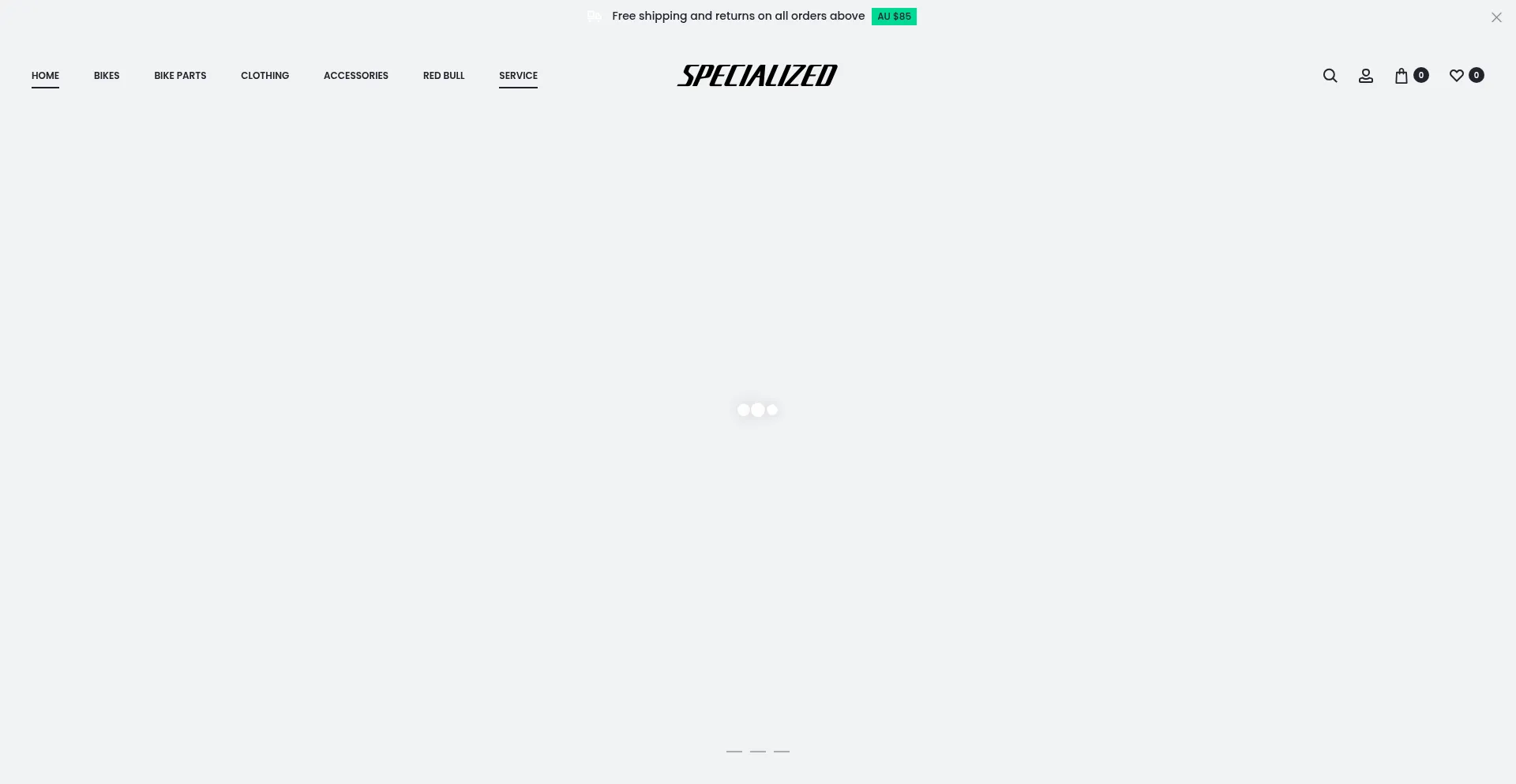 Website screenshot of Specializedau.com
