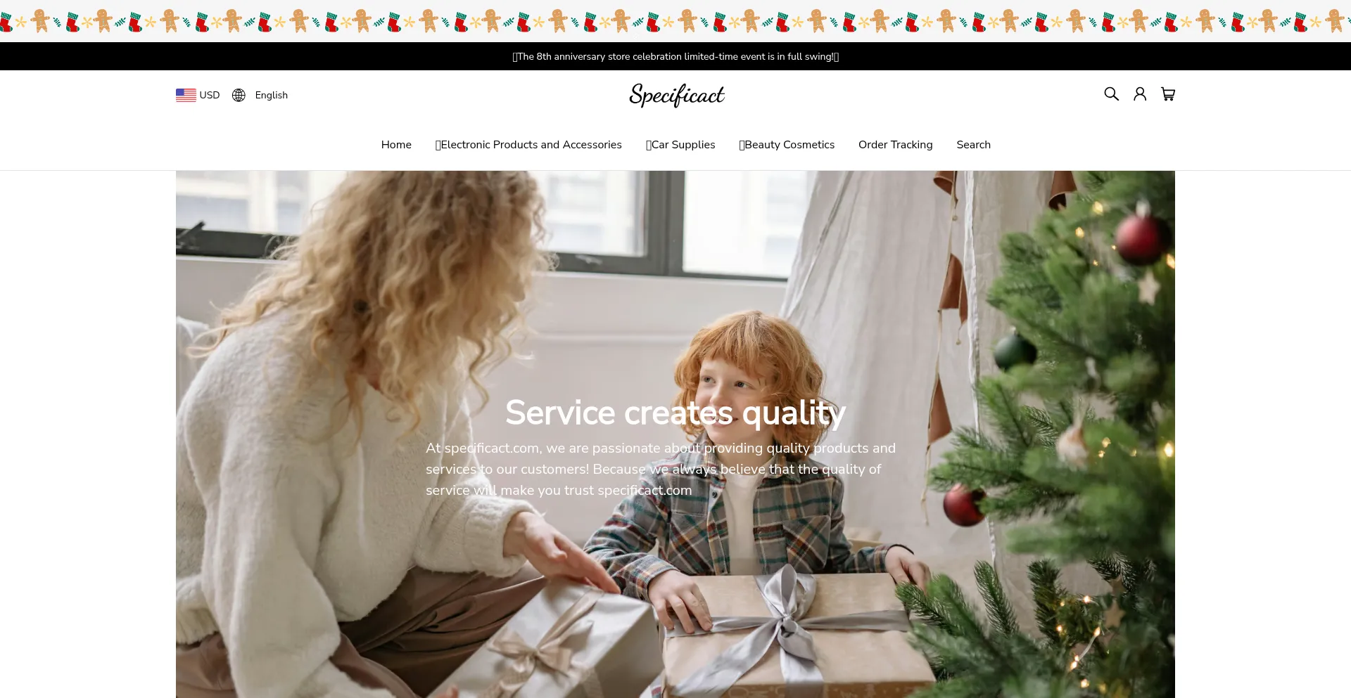 Website screenshot of Specificact.com