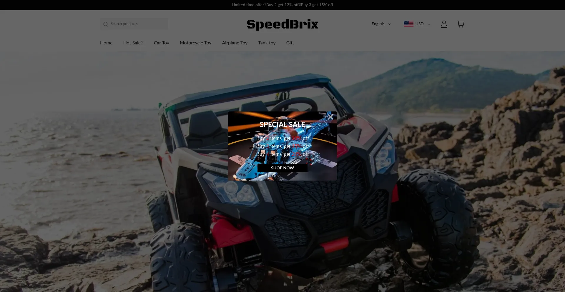 Website screenshot of Speedbrix.com
