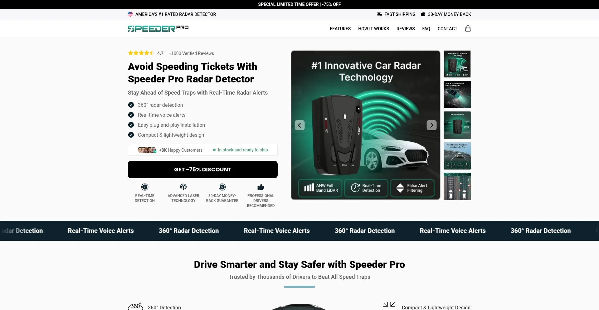 Website screenshot of Speederpro.com