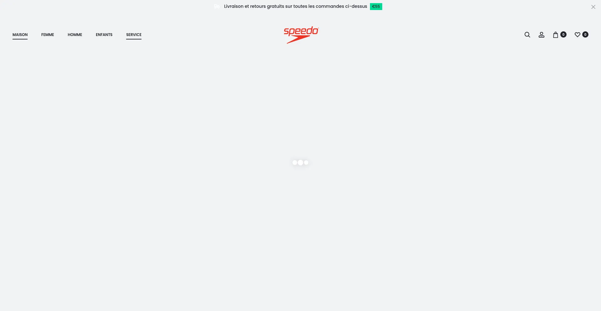Website screenshot of Speedos.fr