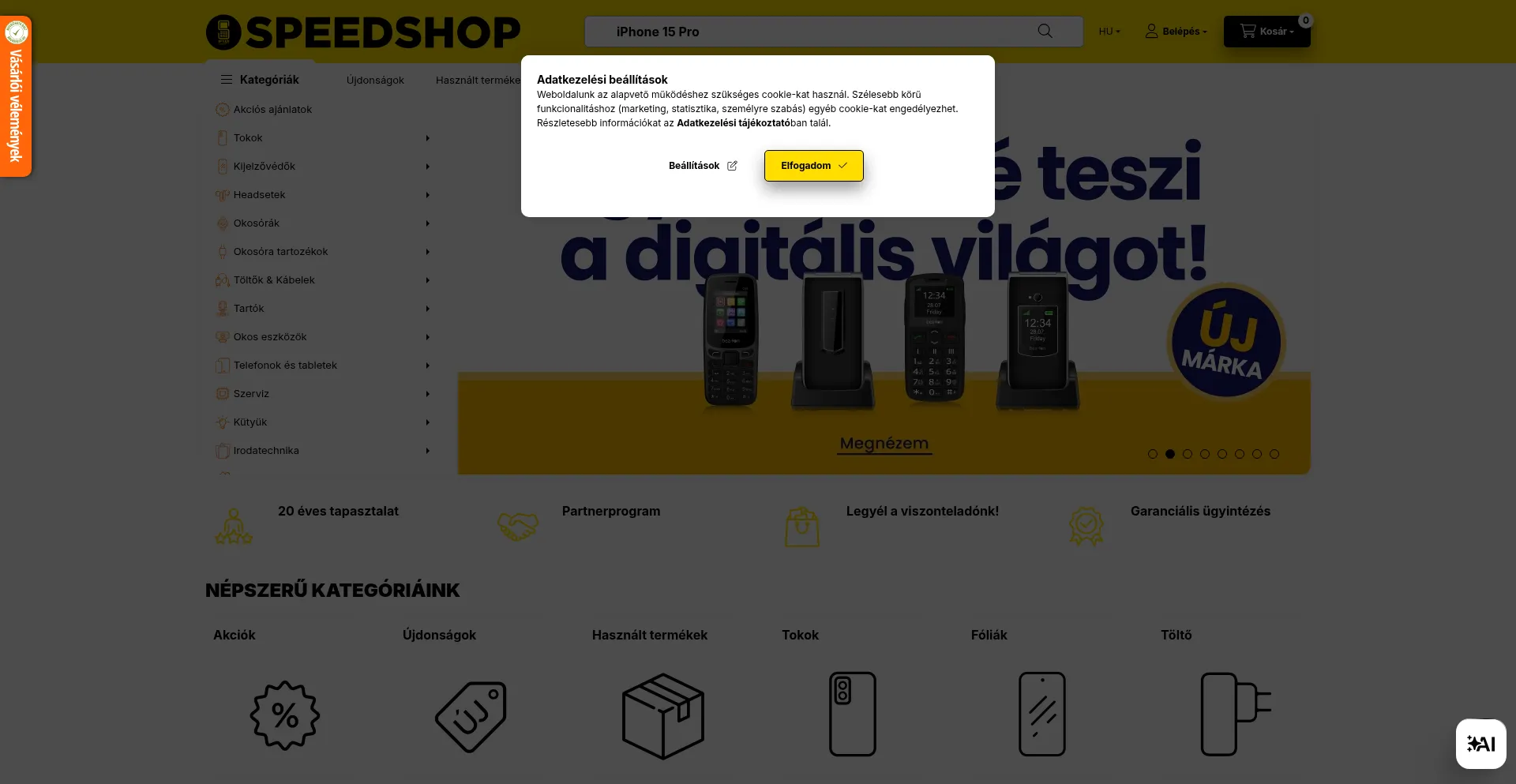 Website screenshot of Speedshop.hu