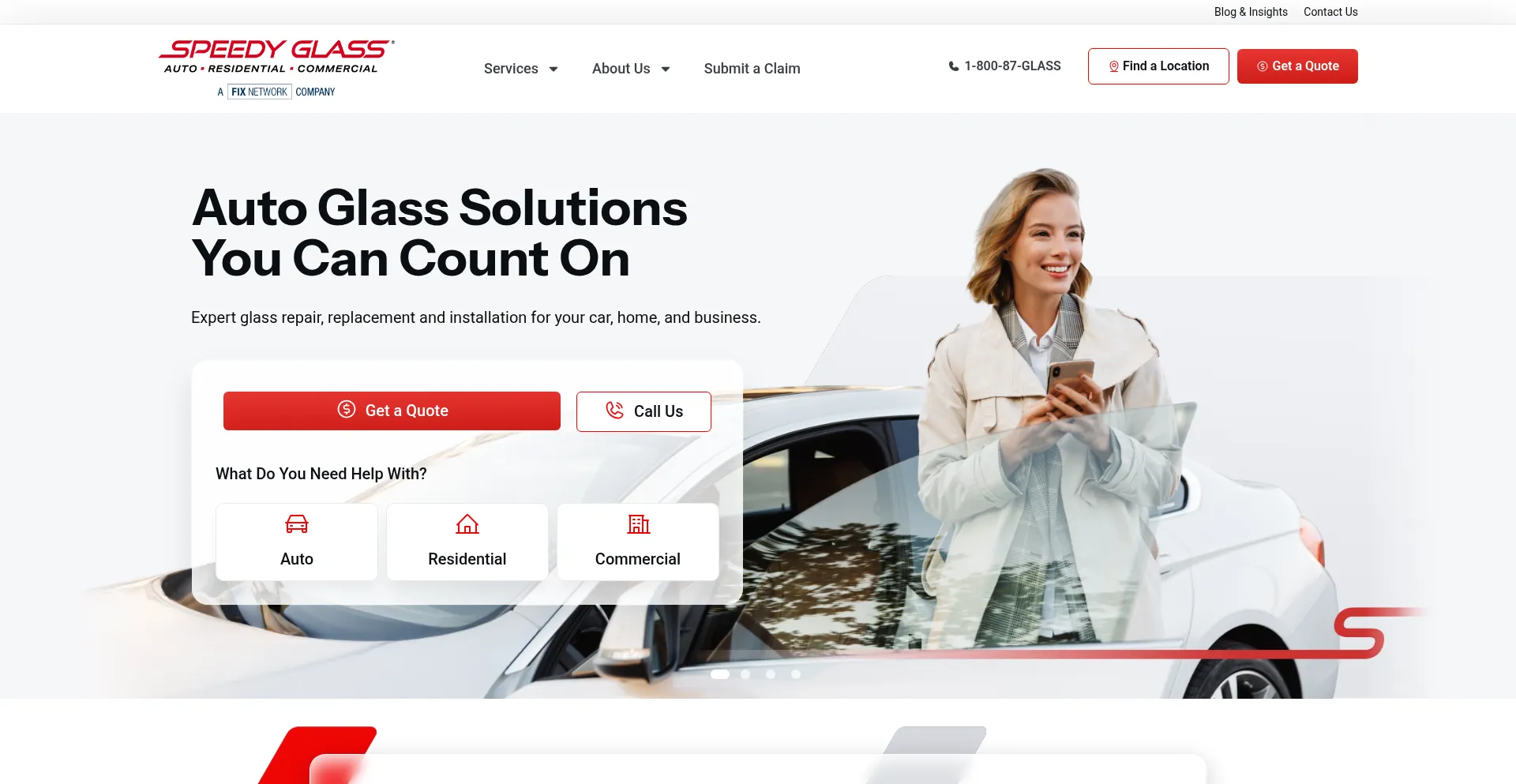 Website screenshot of Speedyglass.com