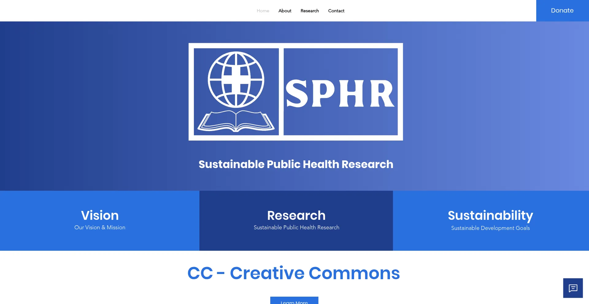 Website screenshot of Sphr.cc