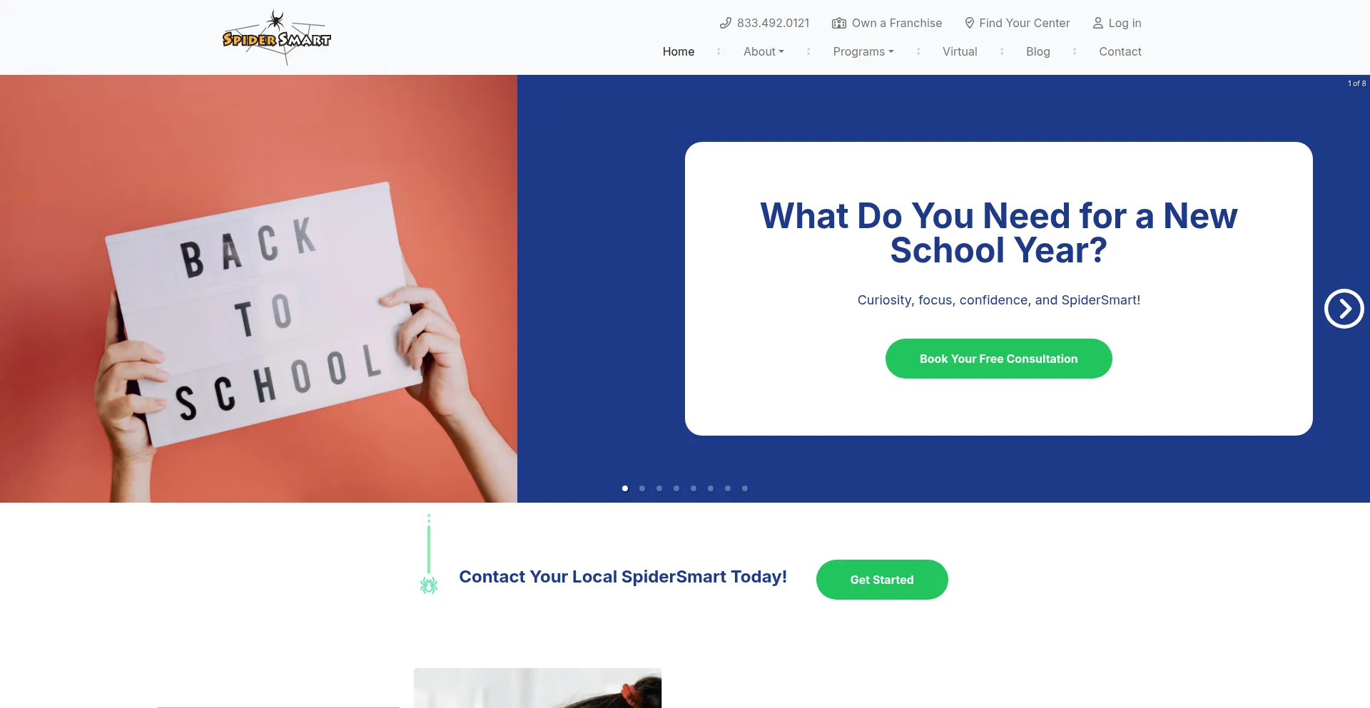 Website screenshot of Spidersmart.com