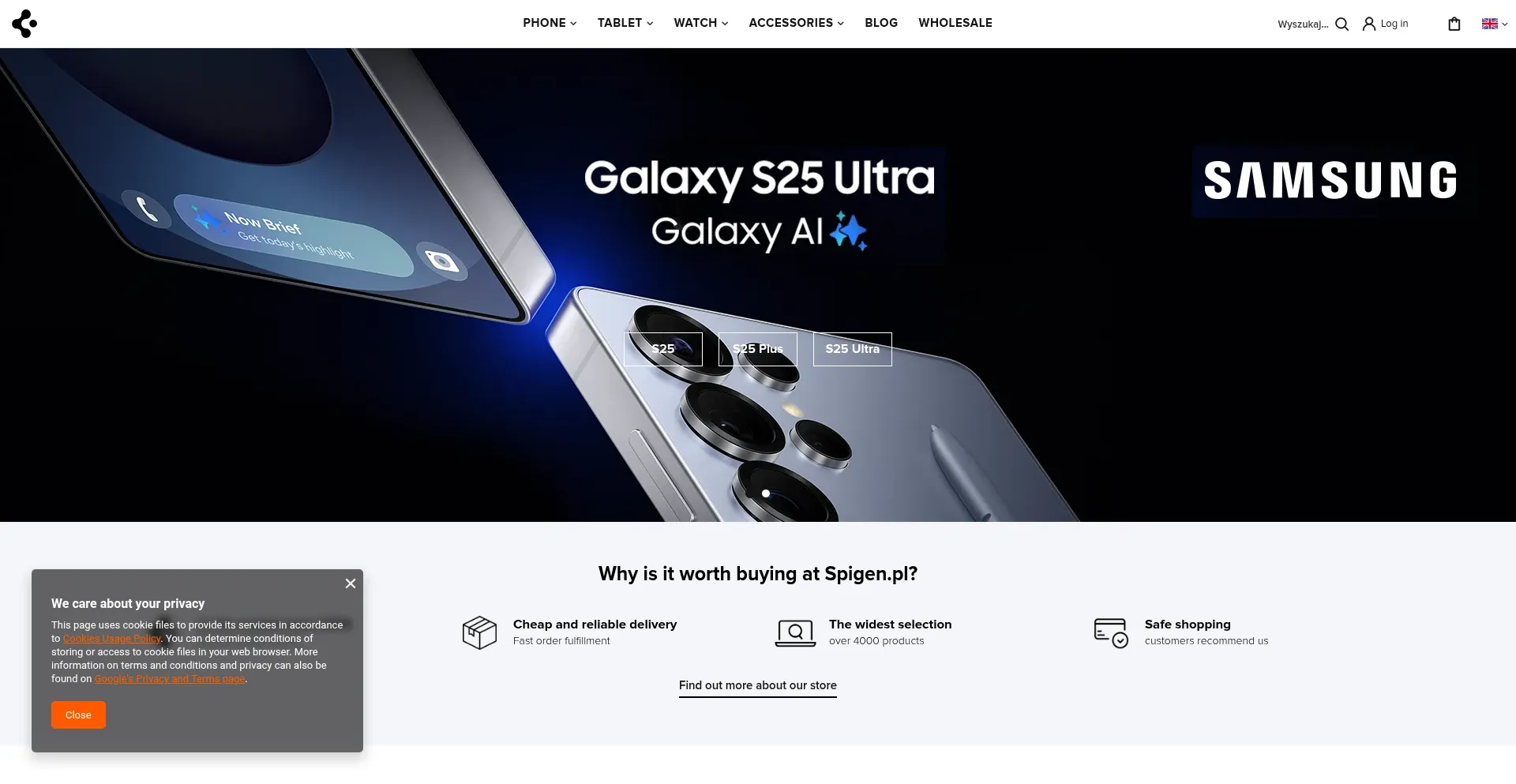 Website screenshot of Spigen.pl