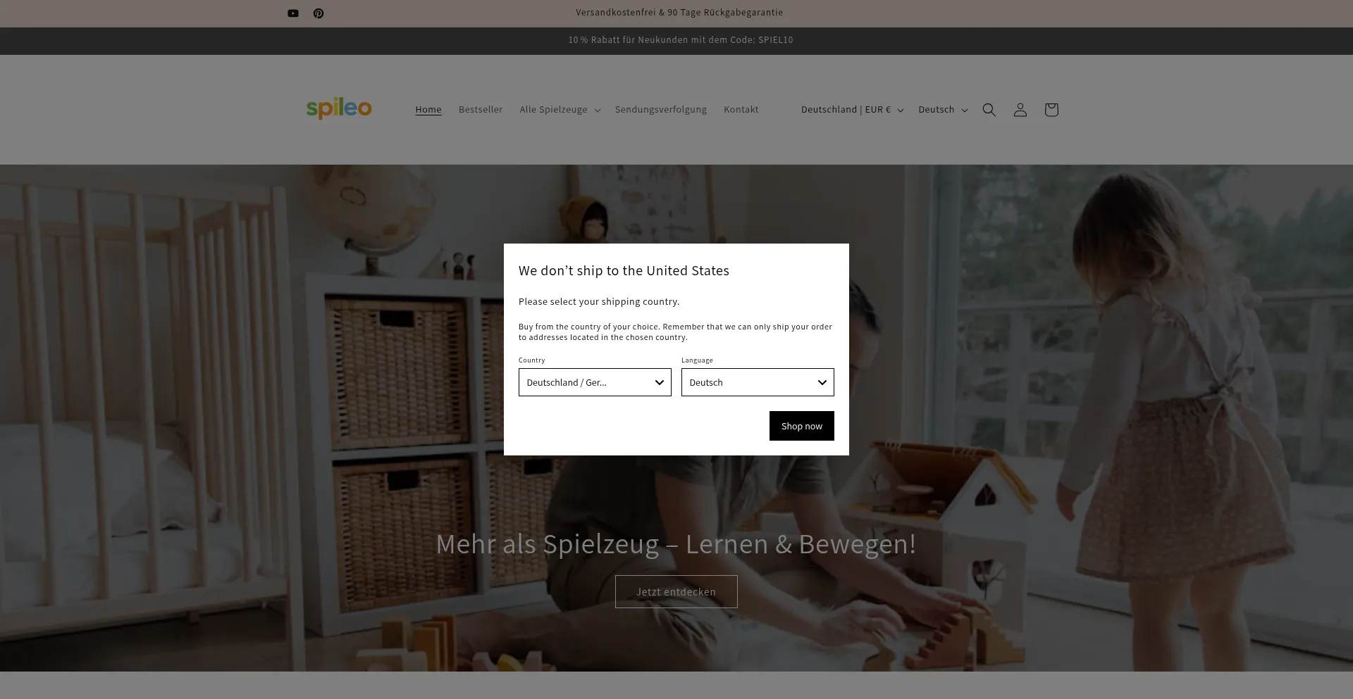 Website screenshot of Spileo.de