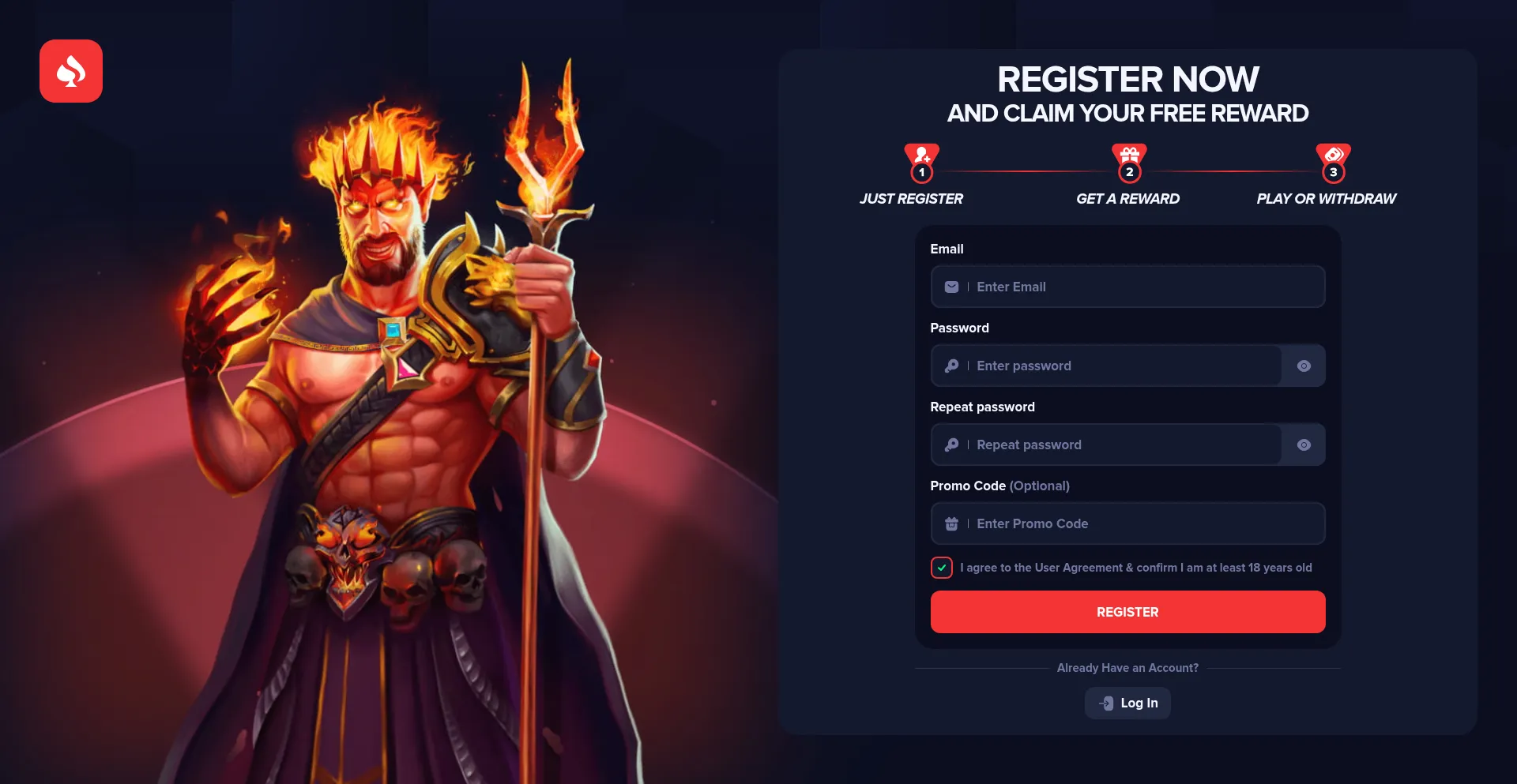 Website screenshot of Spinex.casino