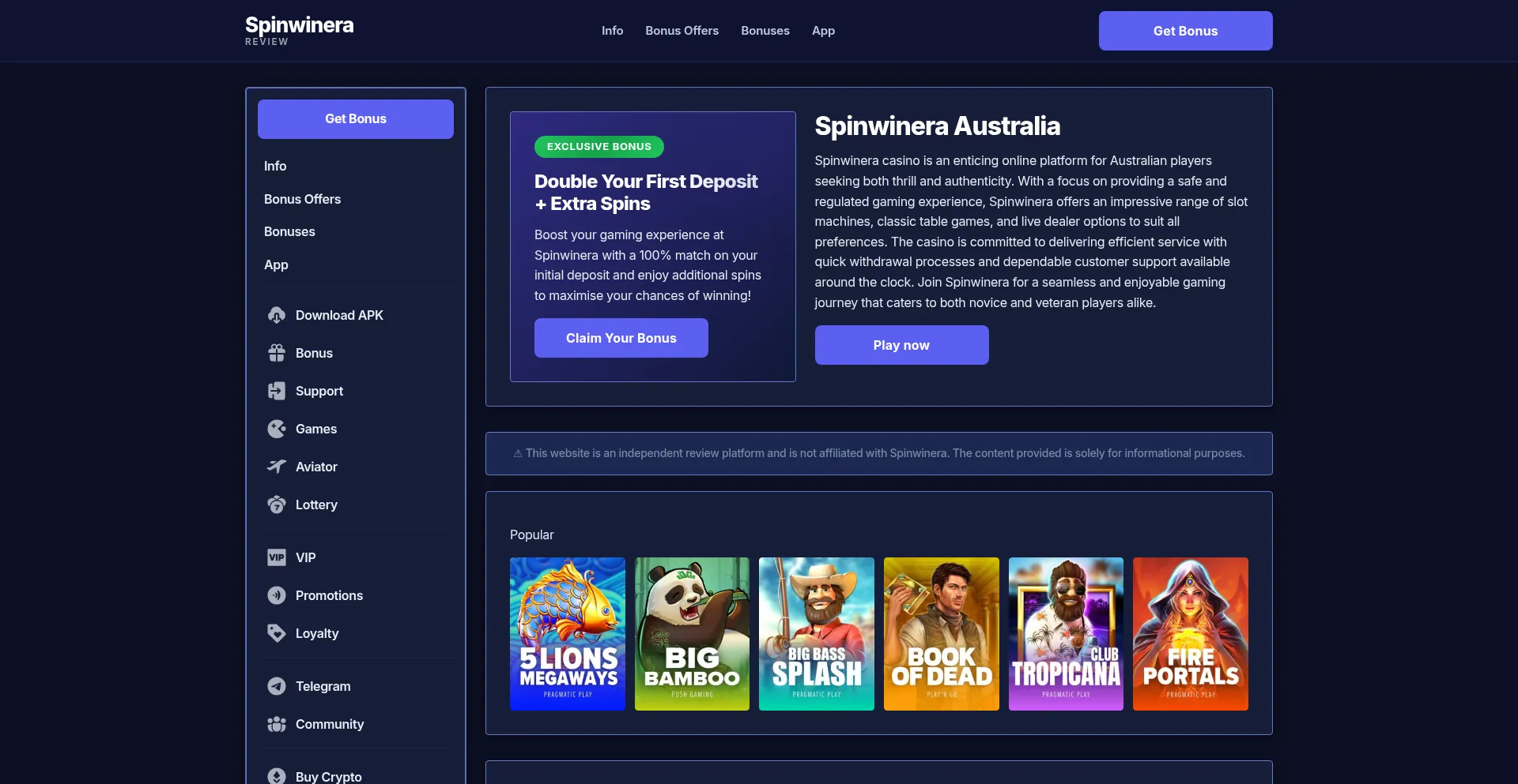 Spinwineraaustralia.com