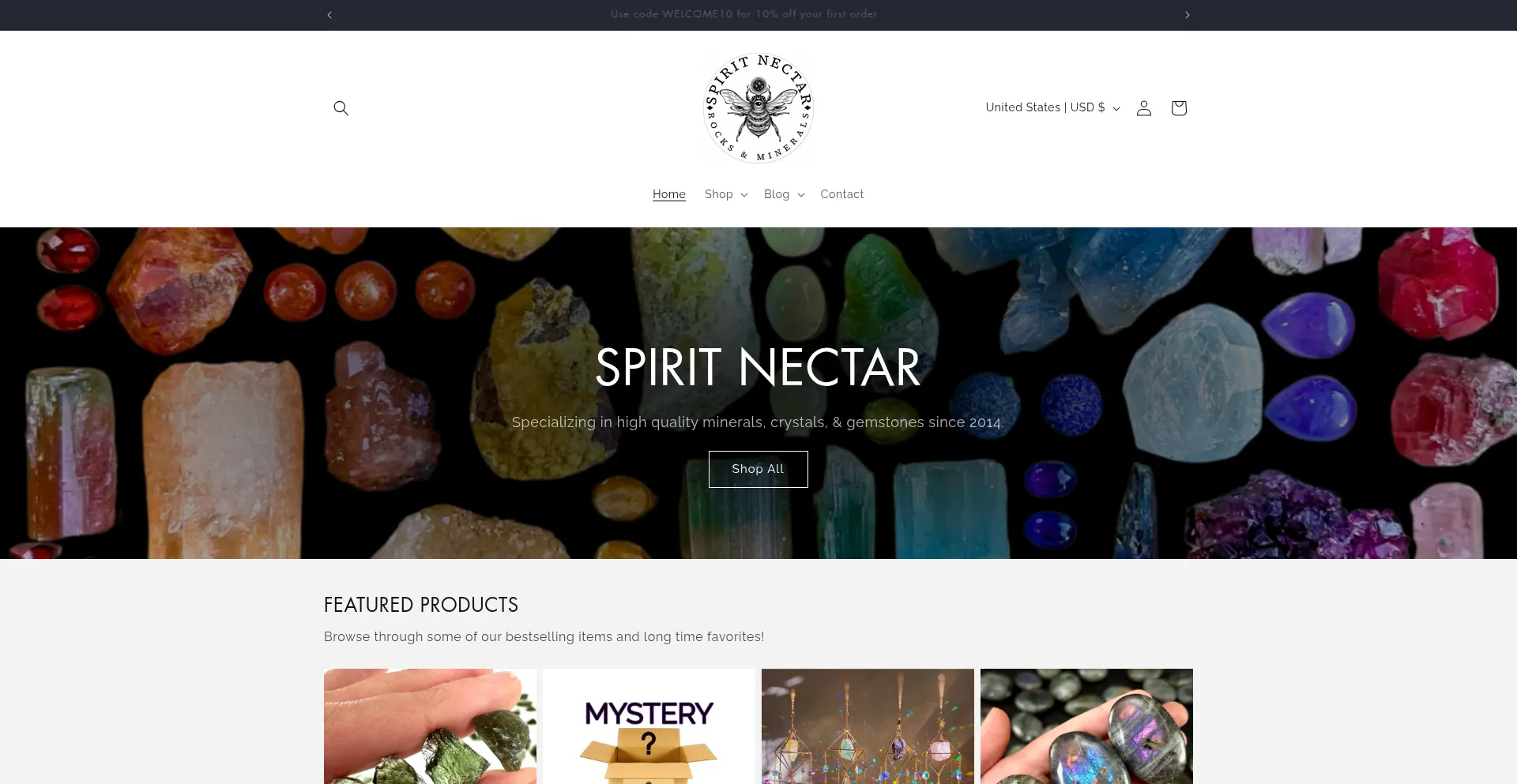 Website screenshot of Spiritnectar.com