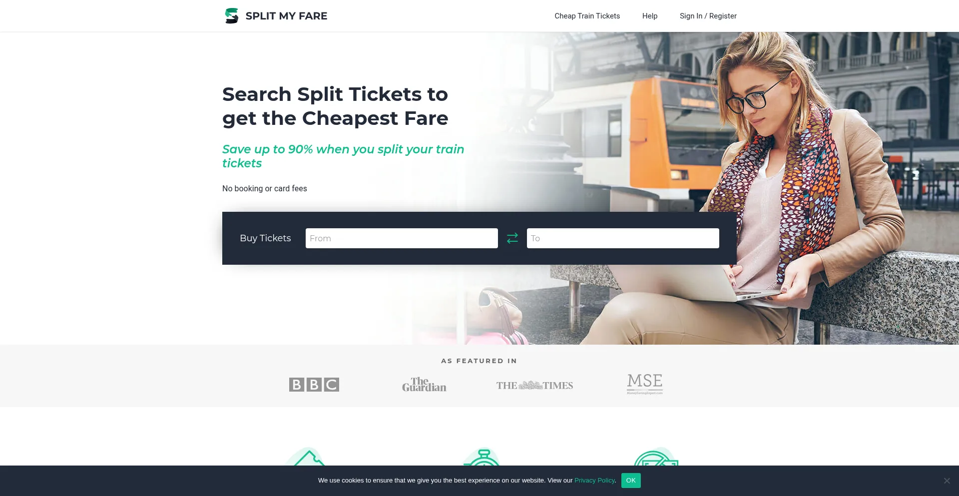 Website screenshot of Splitmyfare.co.uk