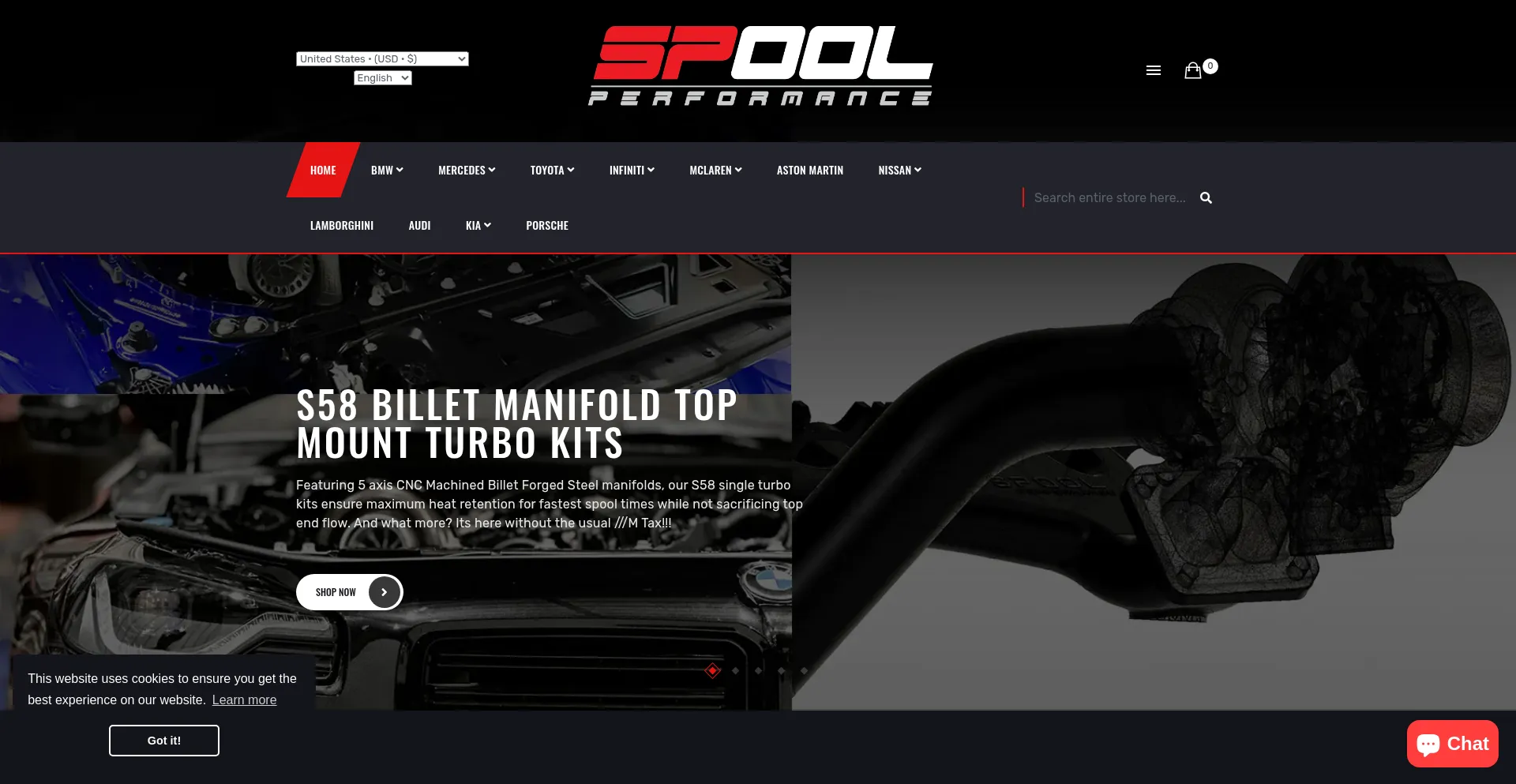 Website screenshot of Spoolperformance.com
