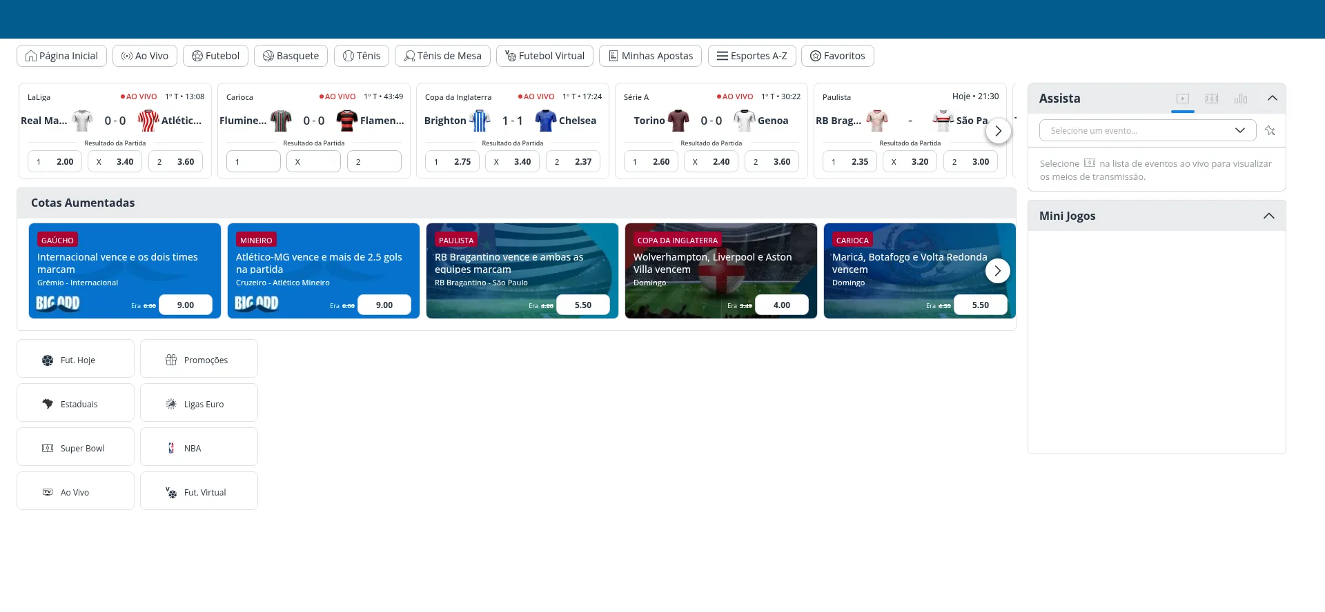 Website screenshot of Sportingbet.bet.br