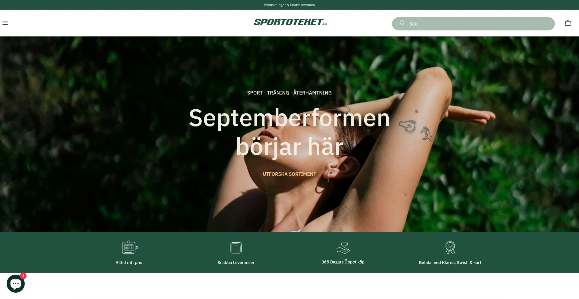 Website screenshot of Sportoteket.se