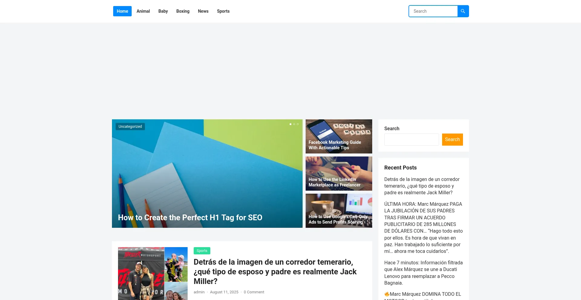 Website screenshot of Sports.amazingtoday.net