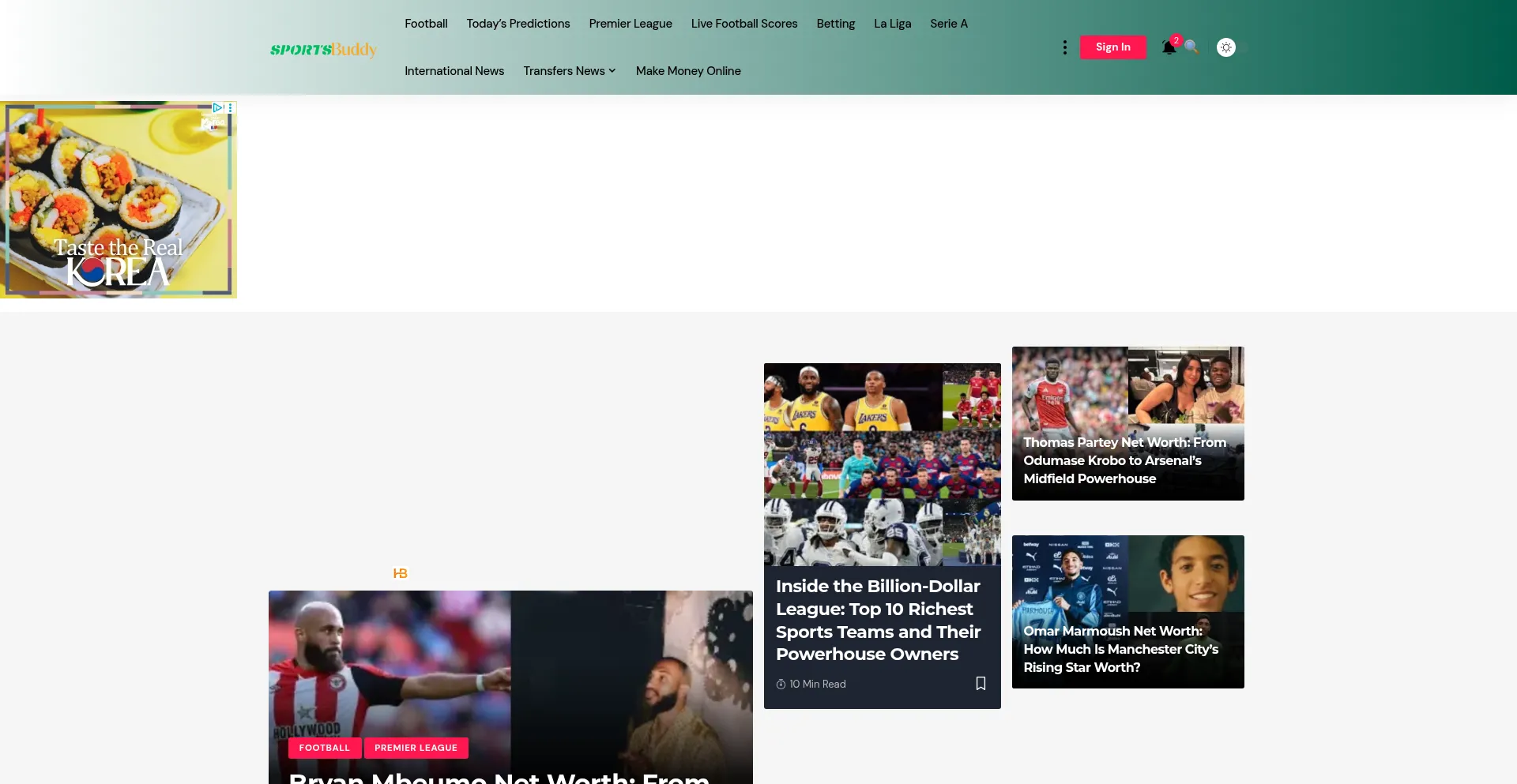 Website screenshot of Sportsbuddy.ng